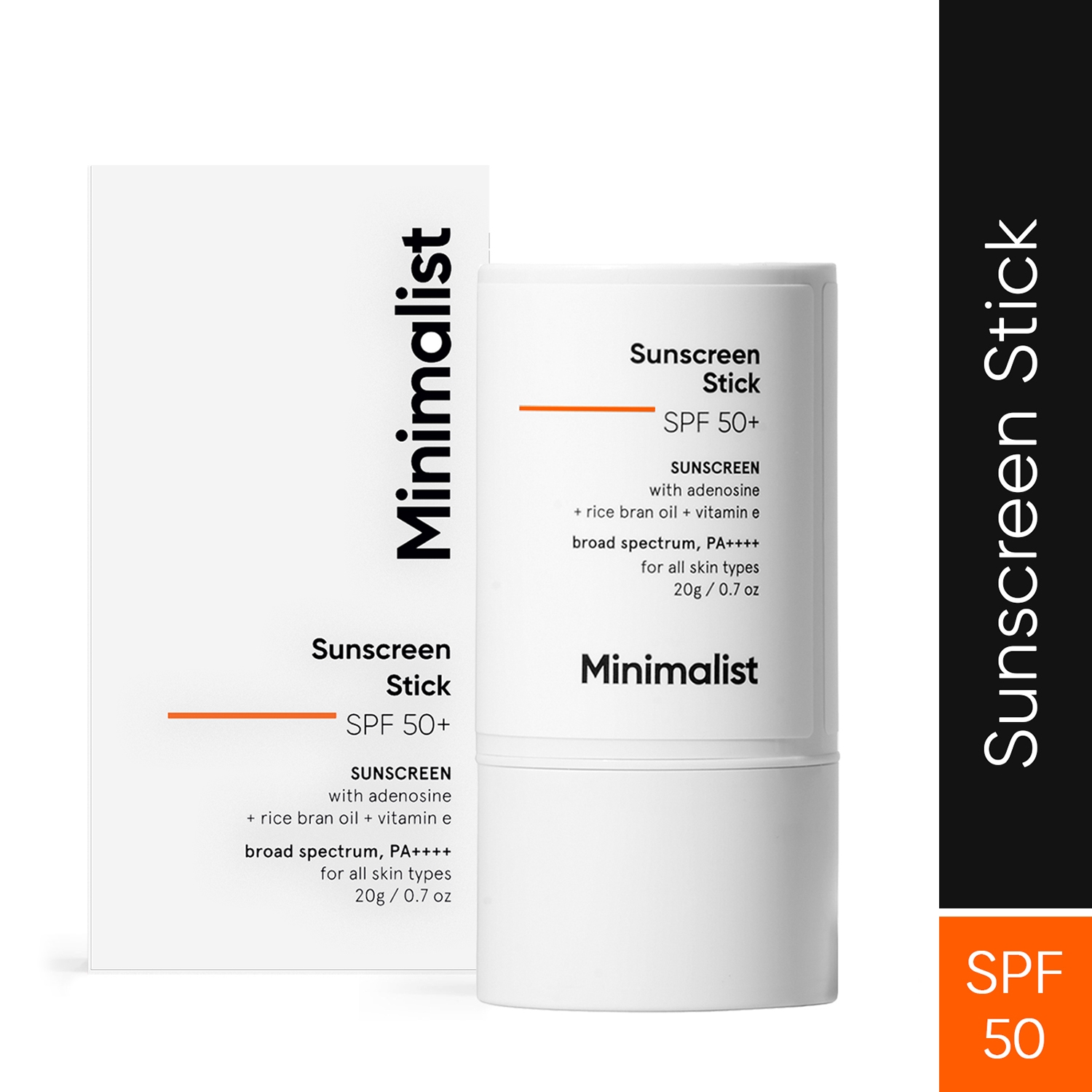 Minimalist | Minimalist SPF 50 Sunscreen Stick With Adenosine, Rice Bran Oil & Vitamin E Broad Spectrum PA++++ (20g)