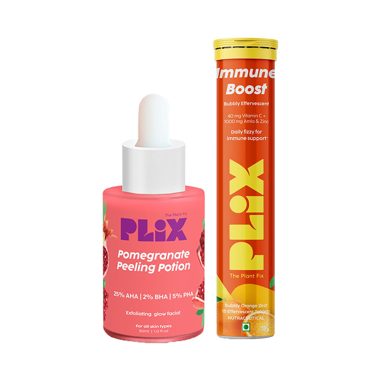 Plix The Plant Fix | Plix The Plant Fix Pomegranate Peeling Potion & Vitamin C Effervescent Tablets Combo (2Pcs)