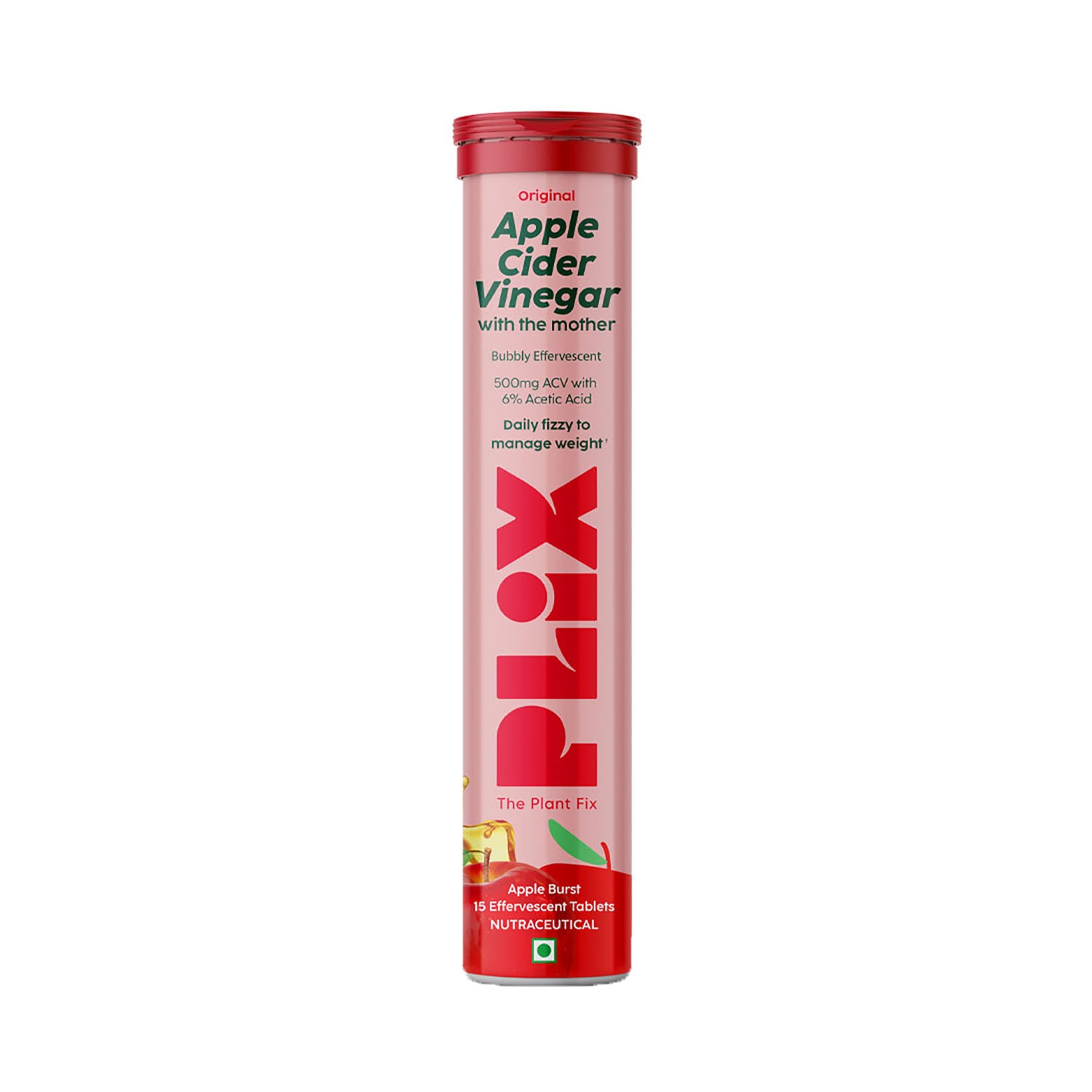 Plix The Plant Fix | Plix The Plant Fix Apple Cider Vinegar Effervescent Tablets with Mother Apple Brust (15 Tablets)
