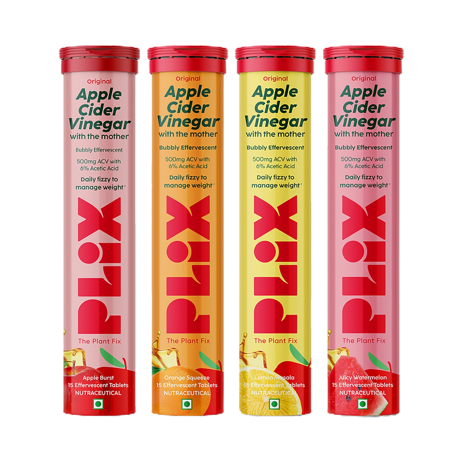 Plix The Plant Fix | Plix The Plant Fix Apple Cider Vinegar Effervescent Tablets with Mother Variety Pack (60 Tablets)