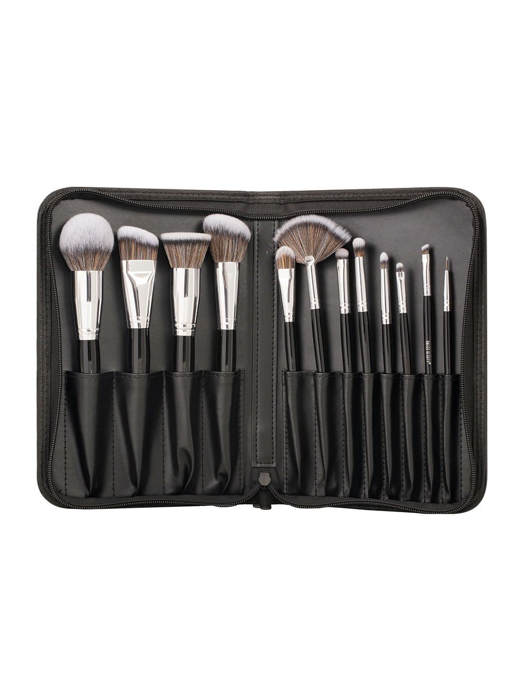 Swiss Beauty | Swiss Beauty Professional Makeup Brush Set - Black, Silver (12 Pcs)
