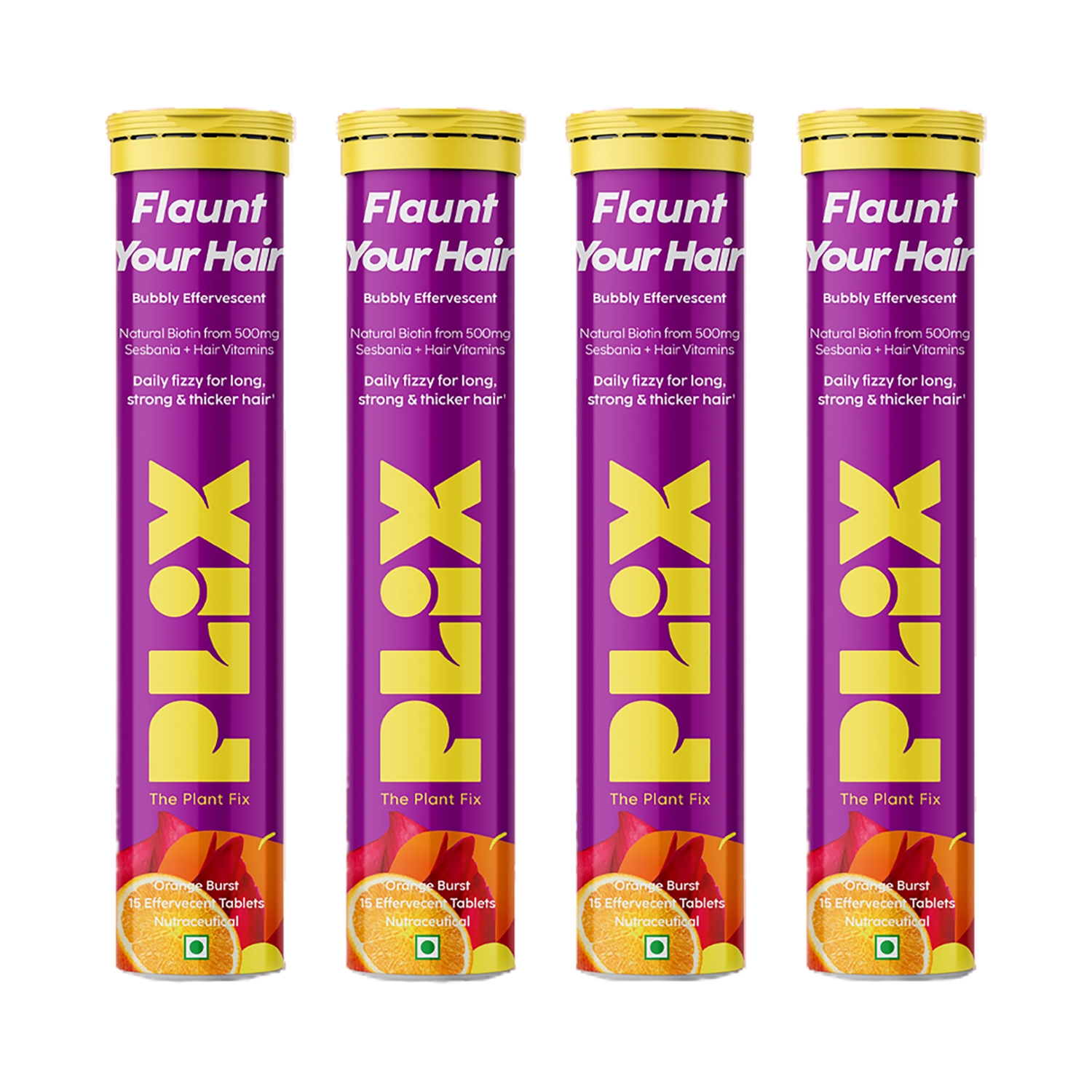 Plix The Plant Fix | Plix The Plant Fix Heavenly Hair with Natural Biotin Effervescent Tablets 500mg Orange Flavour (60 Tablets)
