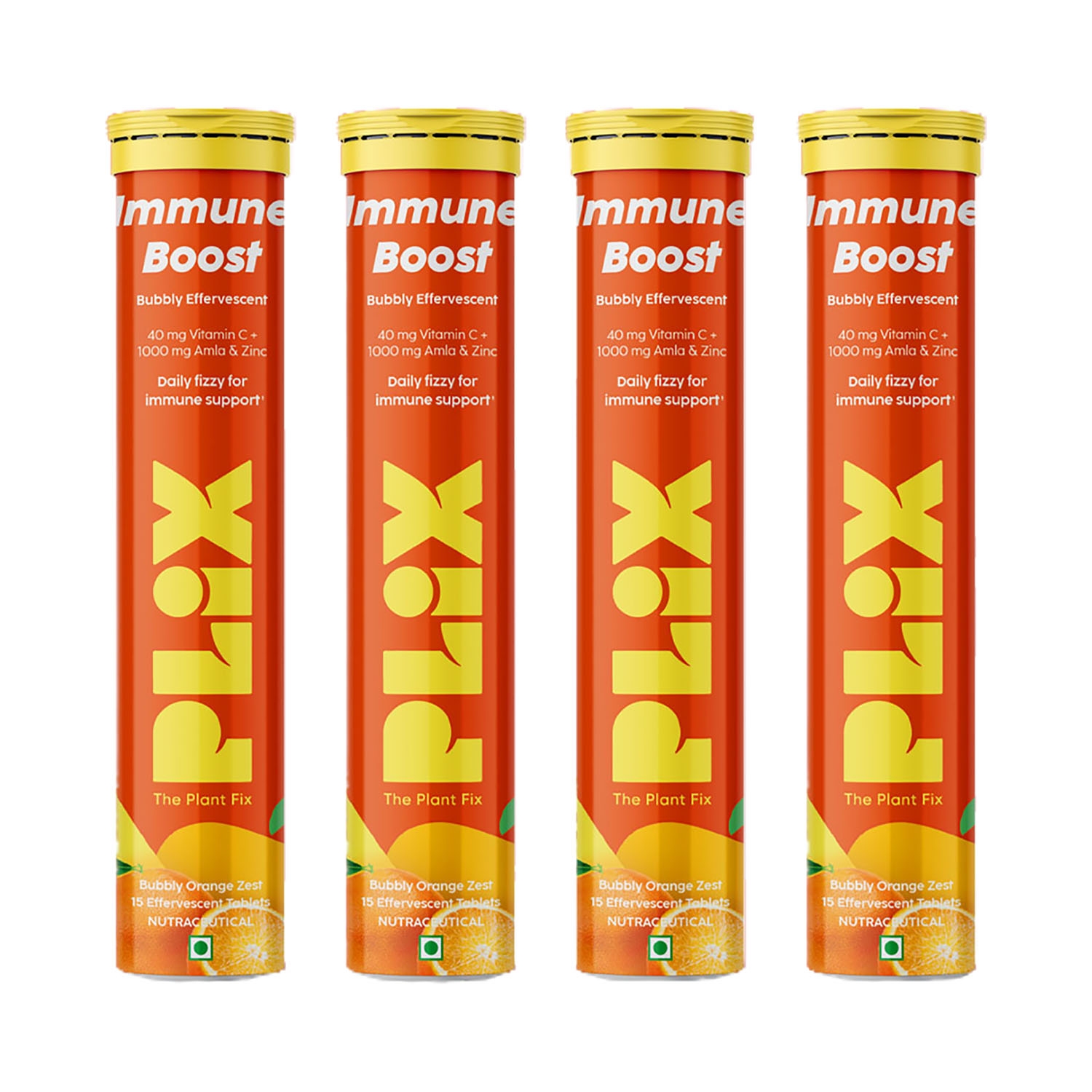Plix The Plant Fix | Plix The Plant Fix Vitamin C Immunity Booster Effervescent Tablets Orange Flavour (60 Tablets)
