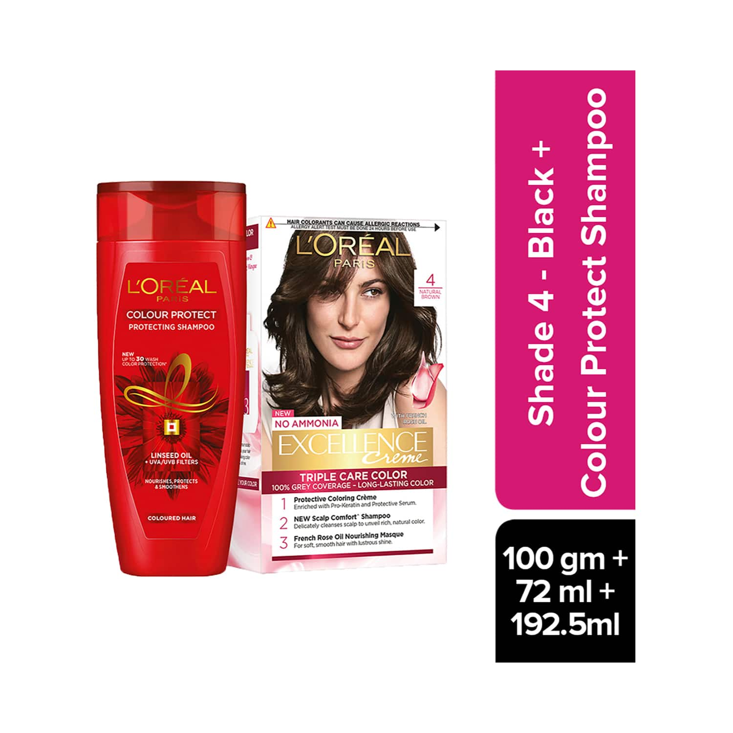 L'Oreal Paris | L'Oreal Paris Excellence Creme Hair Color & Color Protect Shampoo Combo - (2 Pcs)