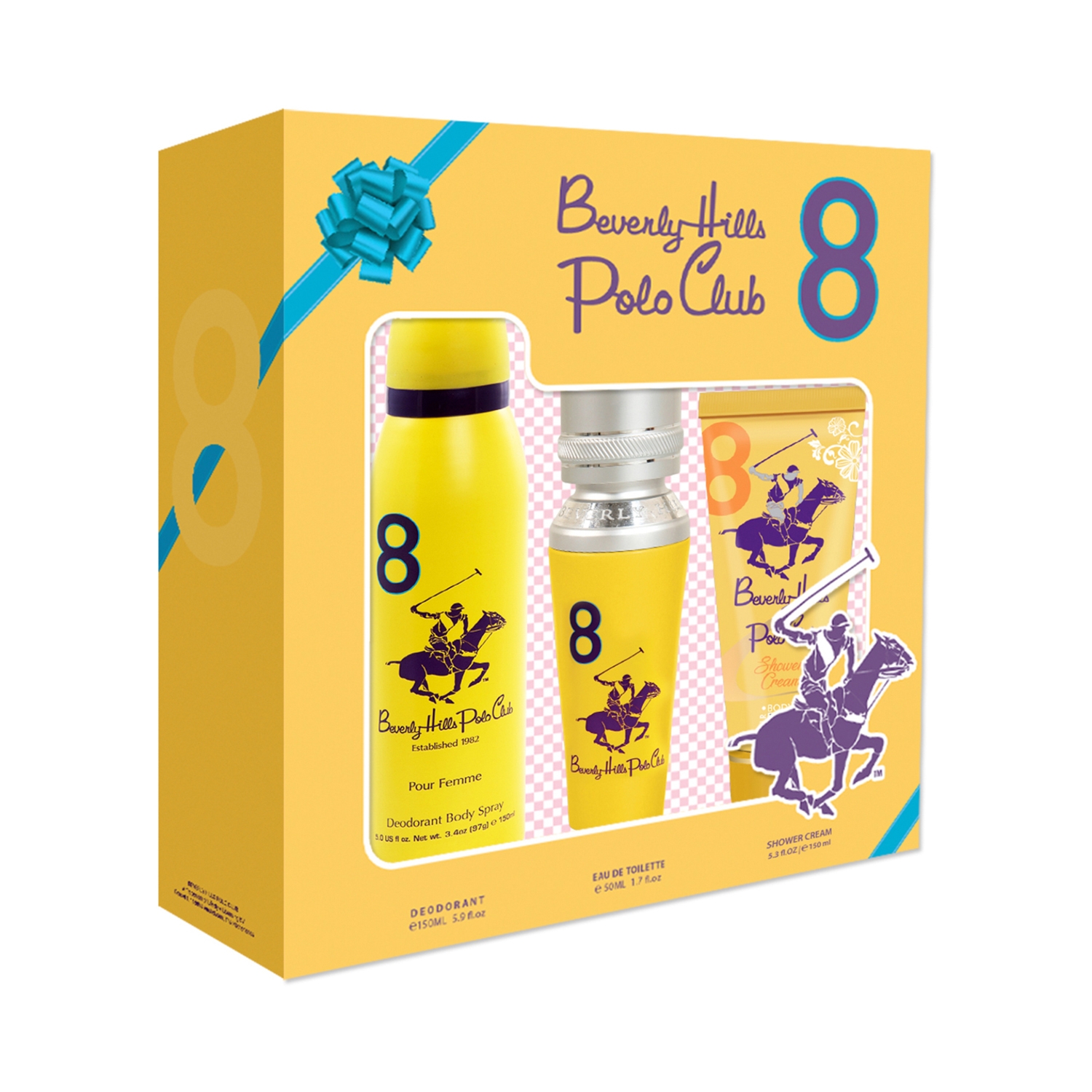 BEVERLY HILLS POLO CLUB No.8 Eau De Parfum & Deodorant with Shower Cream Gift Set (3Pcs)