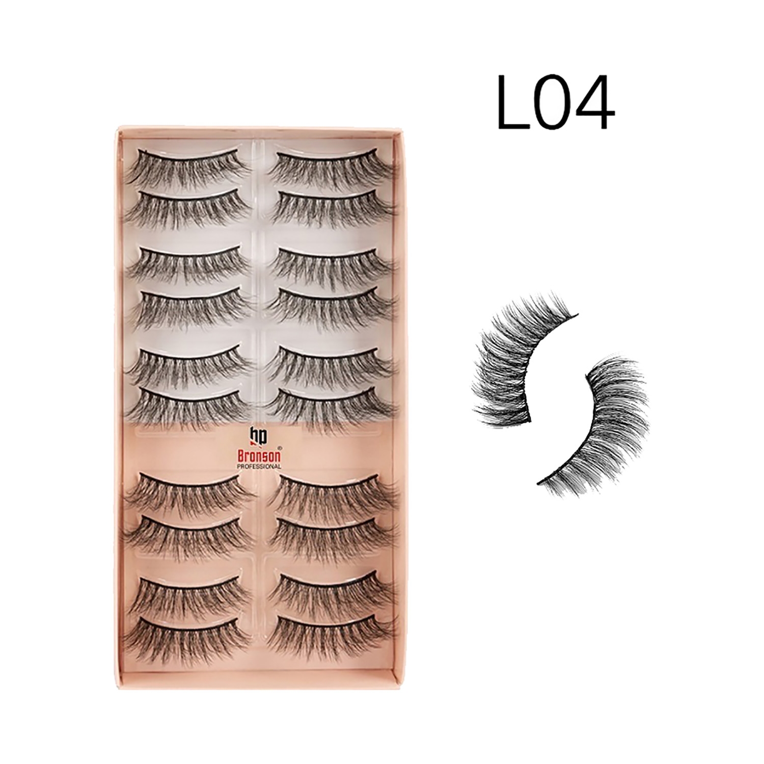 Bronson Professional | Bronson Professional Eyelash Set 3D False Long & Natural Eye Makeup L04 (10 Pair)