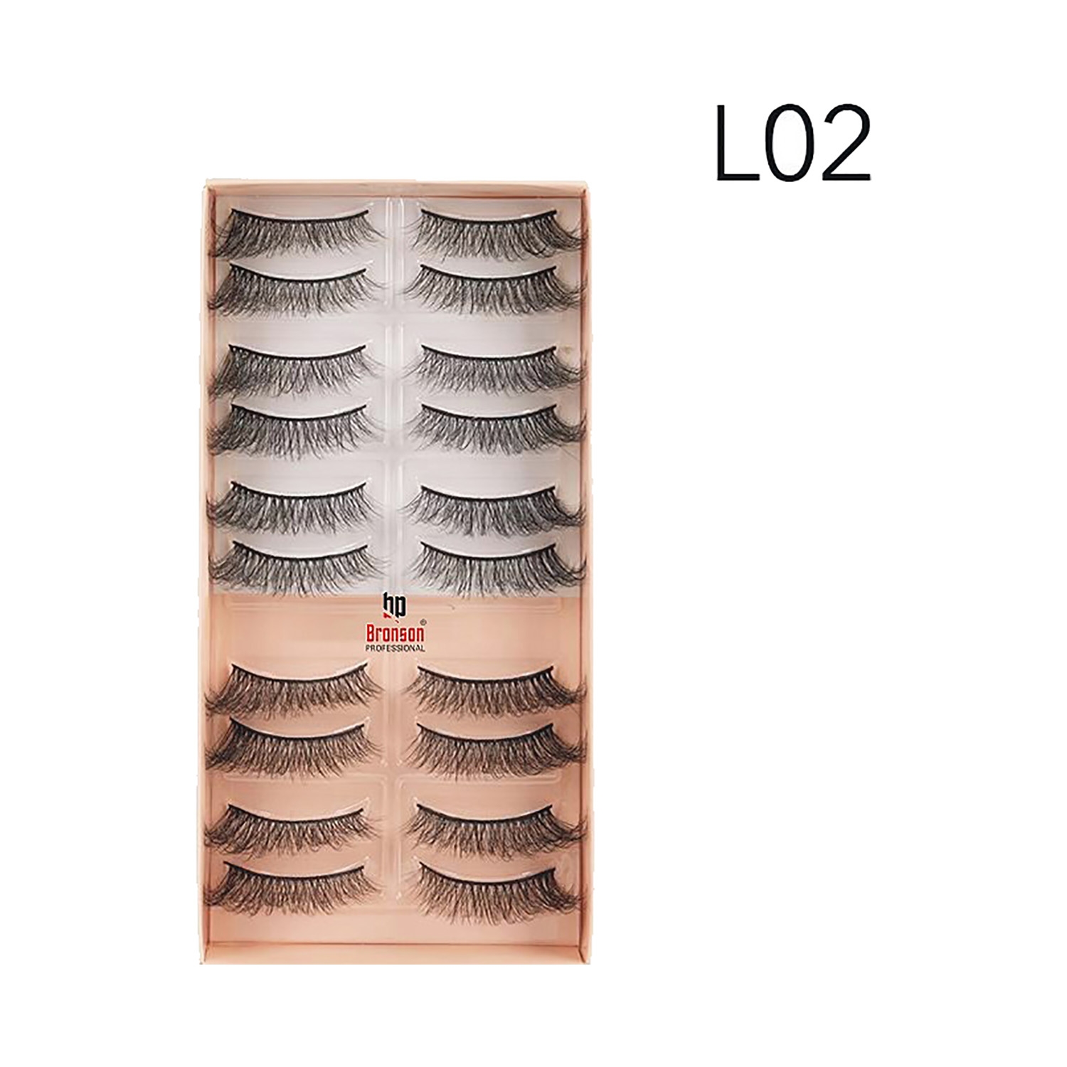 Bronson Professional | Bronson Professional Eyelash Set 3D False Long & Natural Eye Makeup L02 (10 Pair)