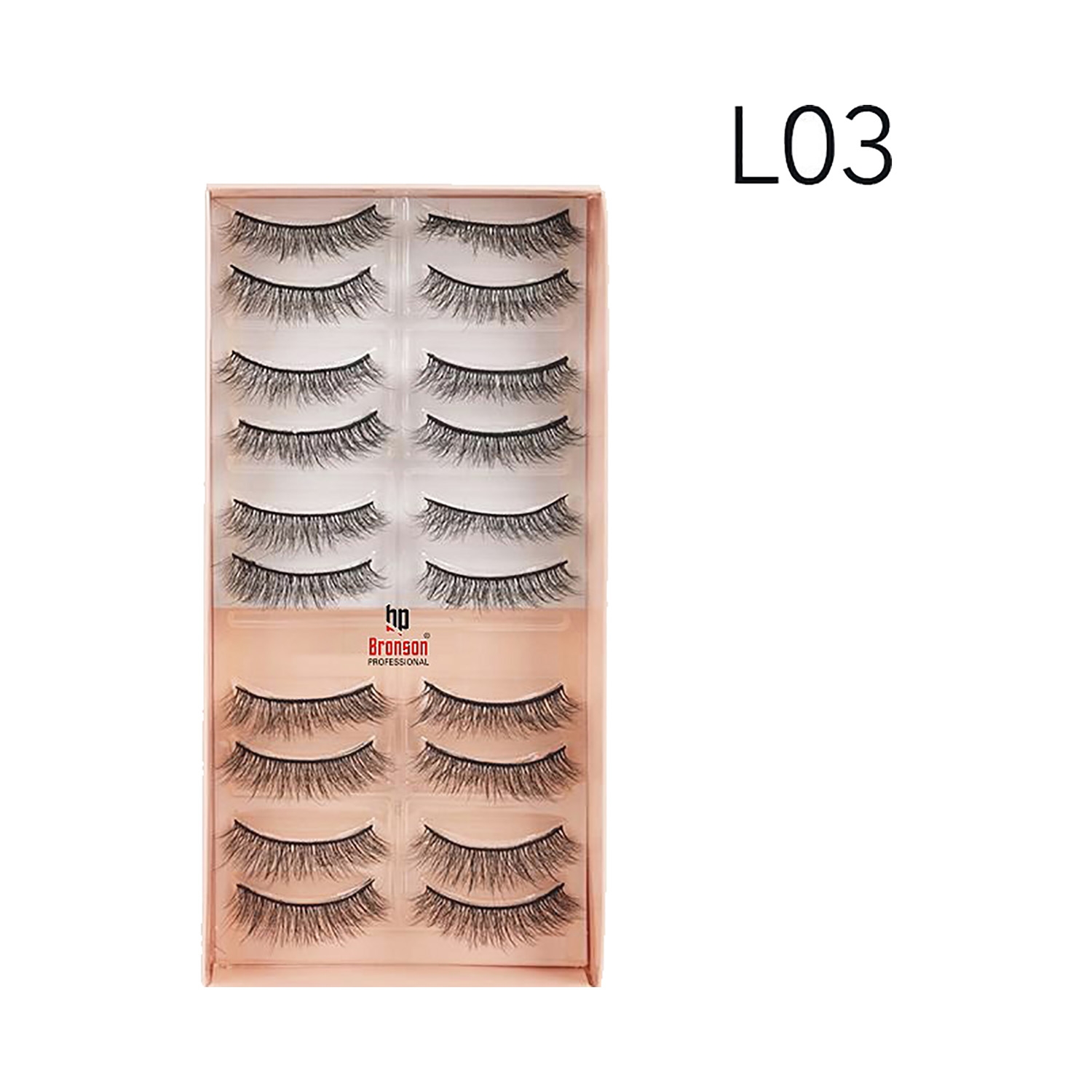 Bronson Professional Eyelash Set 3D False Long & Natural Eye Makeup L03 (10 Pair)