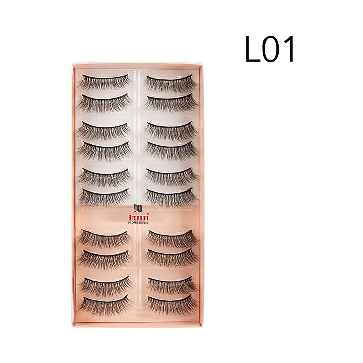 Bronson Professional Eyelash Set 3D False Long & Natural Eye Makeup L01 (10 Pair)