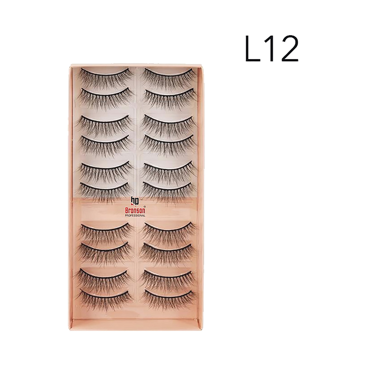 Bronson Professional | Bronson Professional Eyelash Set 3D False Long & Natural Eye Makeup L12 (10 Pair)