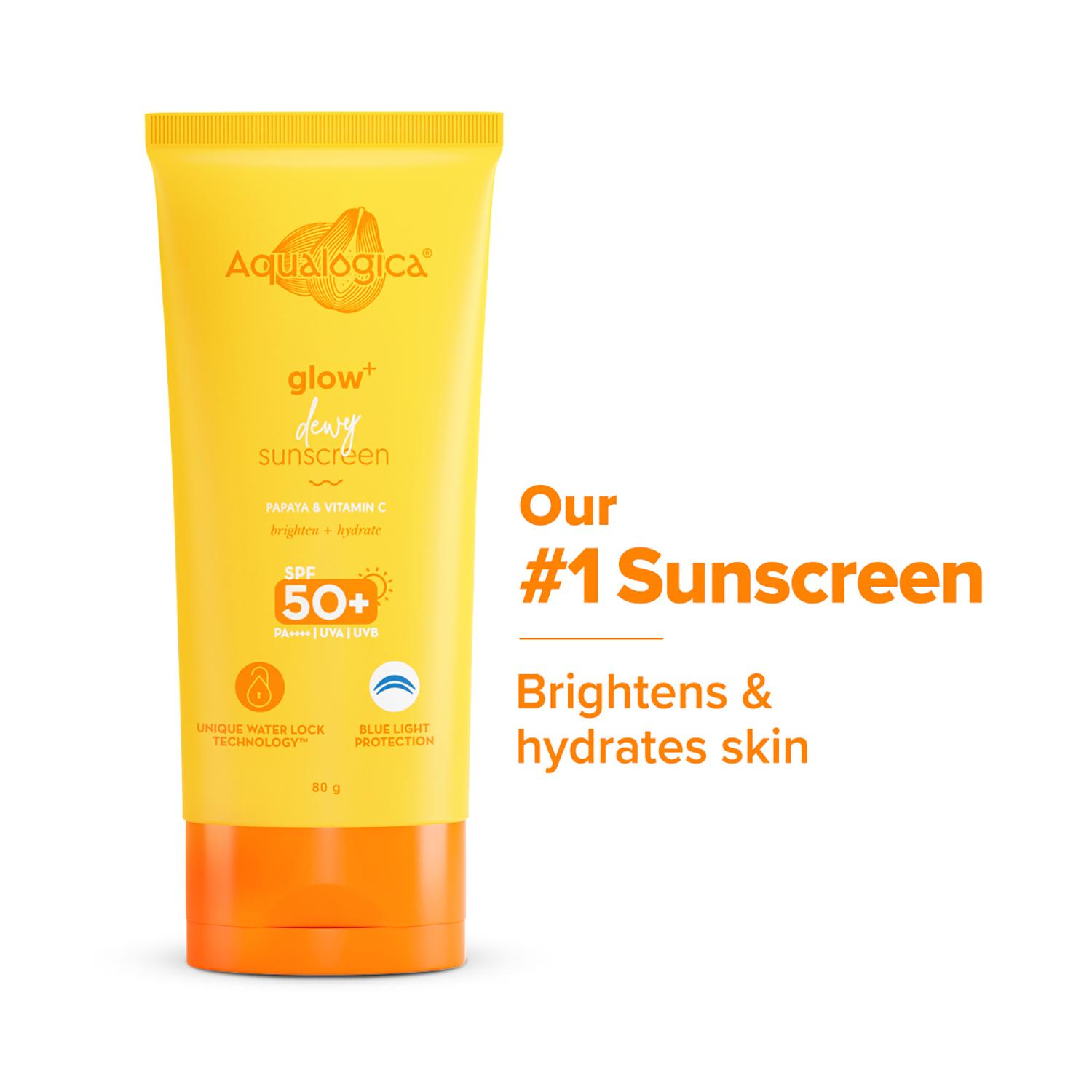 Aqualogica | Aqualogica Glow + Dewy Sunscreen With Papaya & Vitamin C SPF 50+ PA++ (80g)