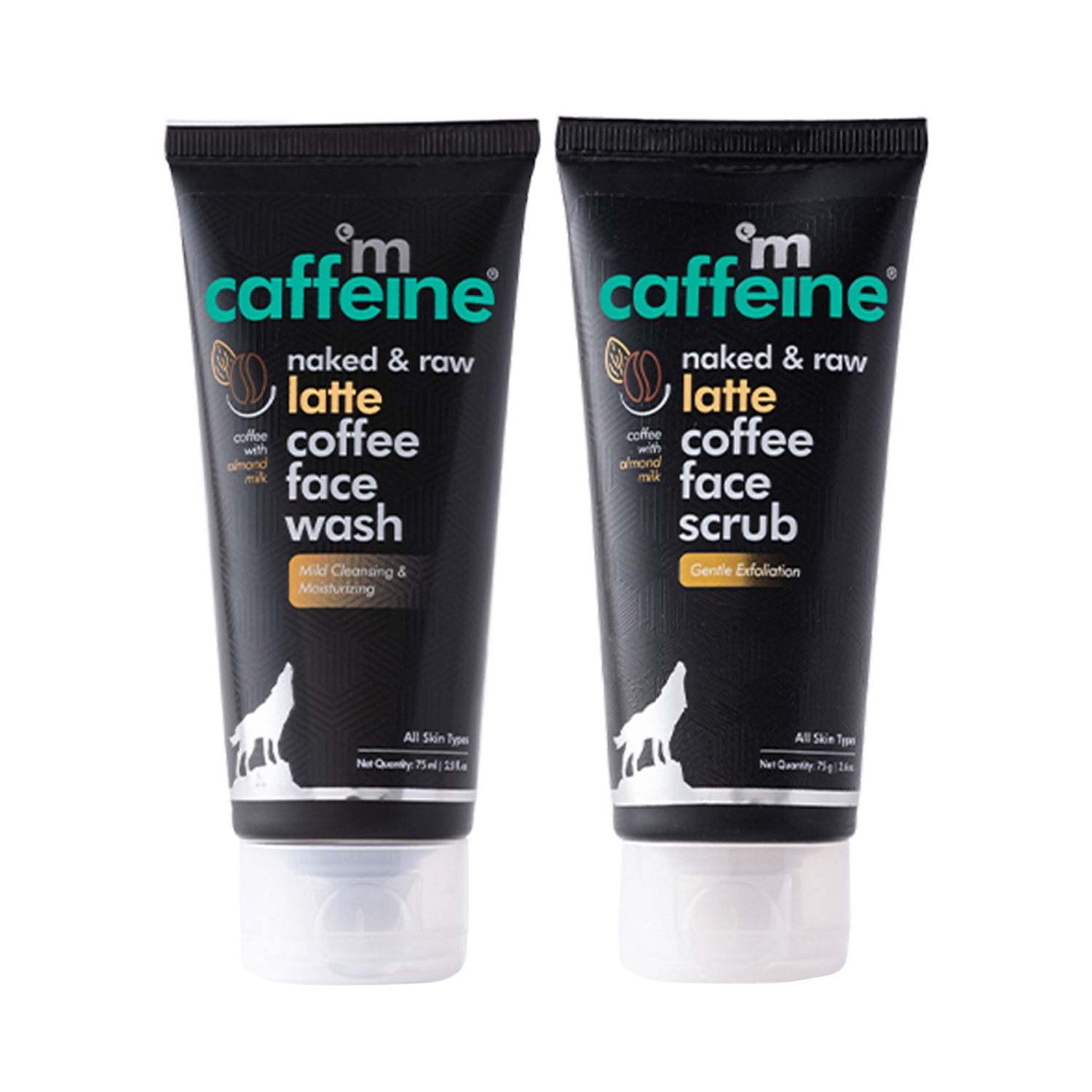 mCaffeine | mCaffeine Naked & Raw Latte Coffee Face Scrub And Latte Coffee Face Wash - (2Pcs)