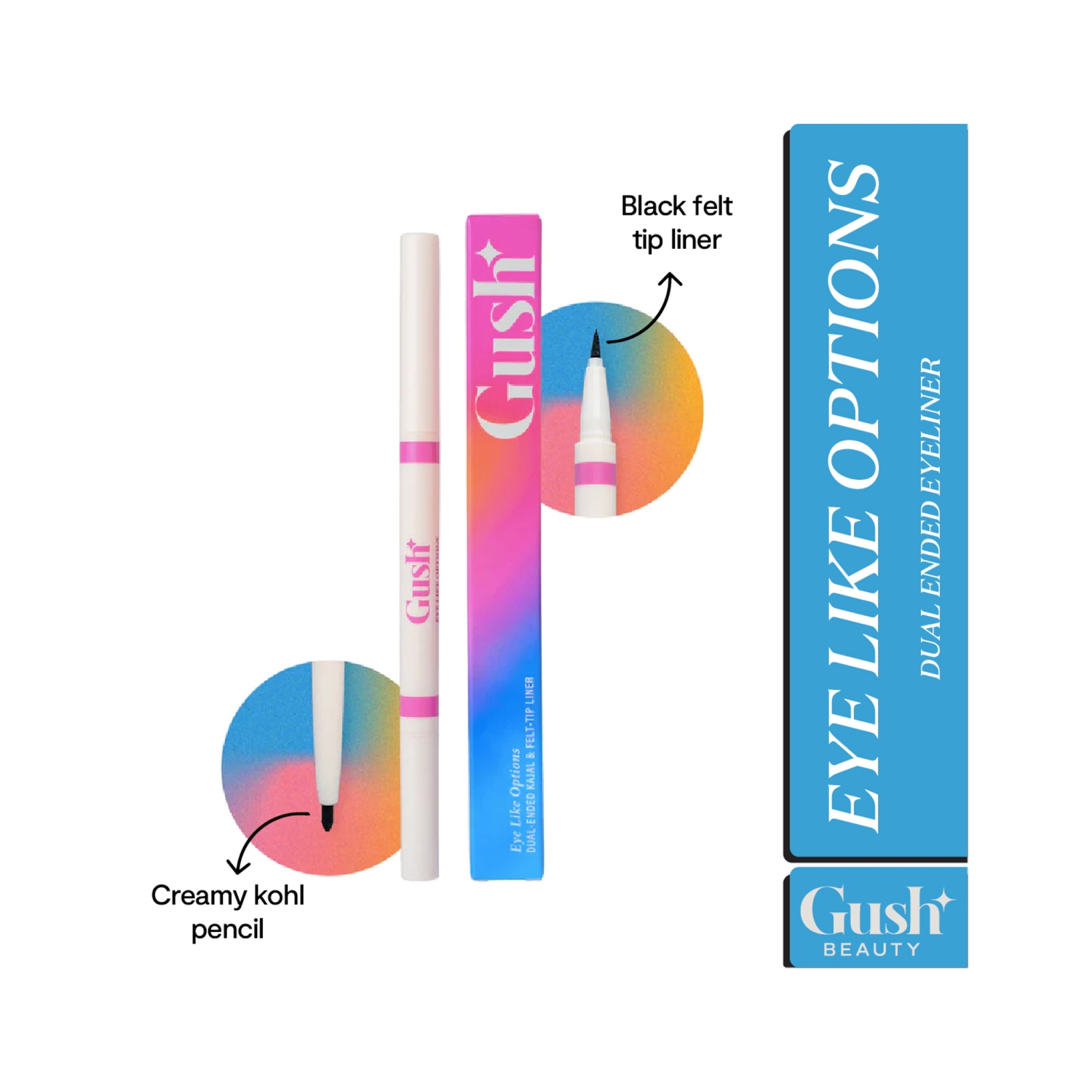 Gush Beauty | Gush Beauty Eye Like Options Dual Ended Kohl & Felt Tip Liner - Black (0.65g)