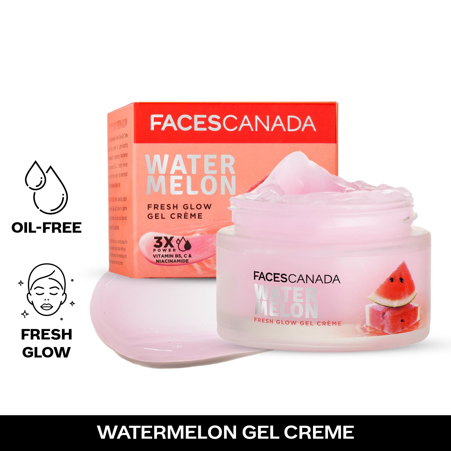 Faces Canada | Faces Canada Watermelon Fresh Glow Gel Creme, Niacinamide & Vitamin C & B5, Youthful Glow (50 g)