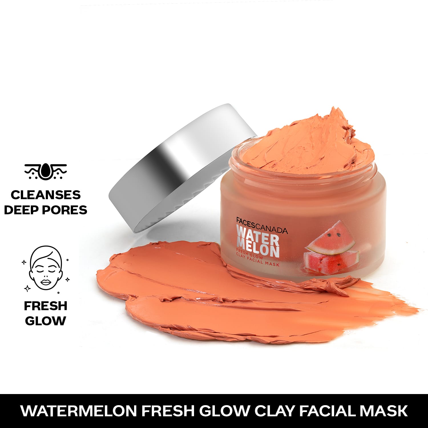 Faces Canada | Faces Canada Watermelon Fresh Glowy Clay Facial Mask, Deep Pore Cleansing, Youthful Glow (50 g)