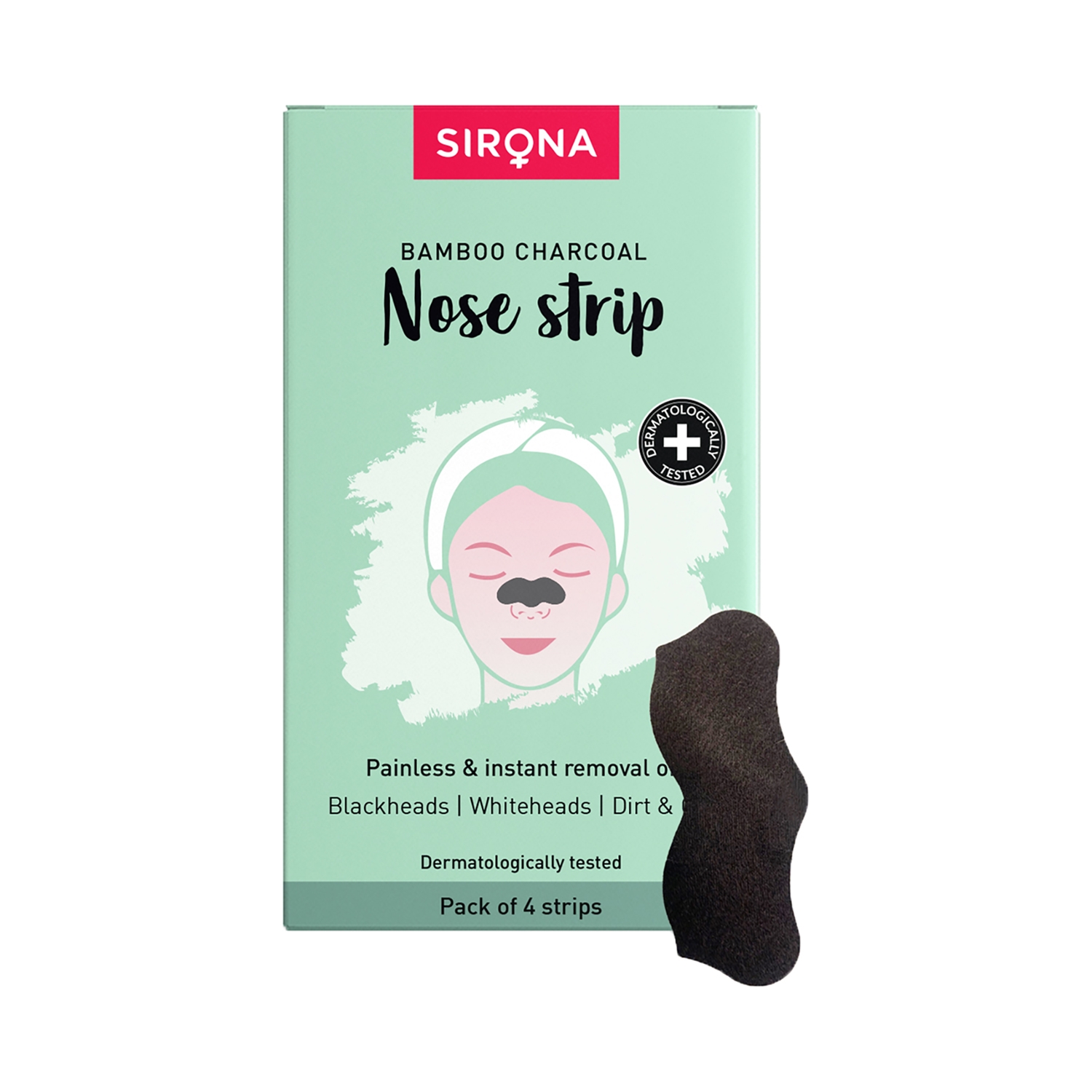 Sirona Natural Charcoal Nose Strips for Women - Pack of 4