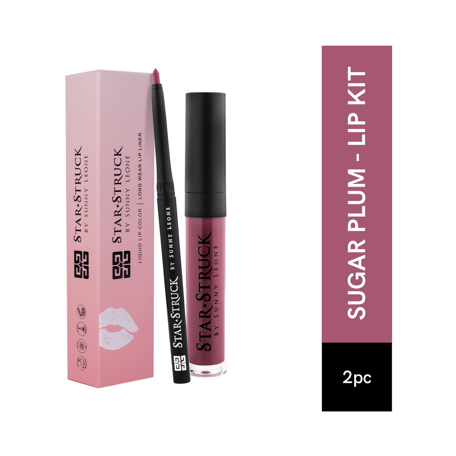 Star Struck by Sunny Leone | Star Struck by Sunny Leone Lip Gloss & Lip Liner Lip Kit - SUGAR Cosmetics Plum (2 Pcs)