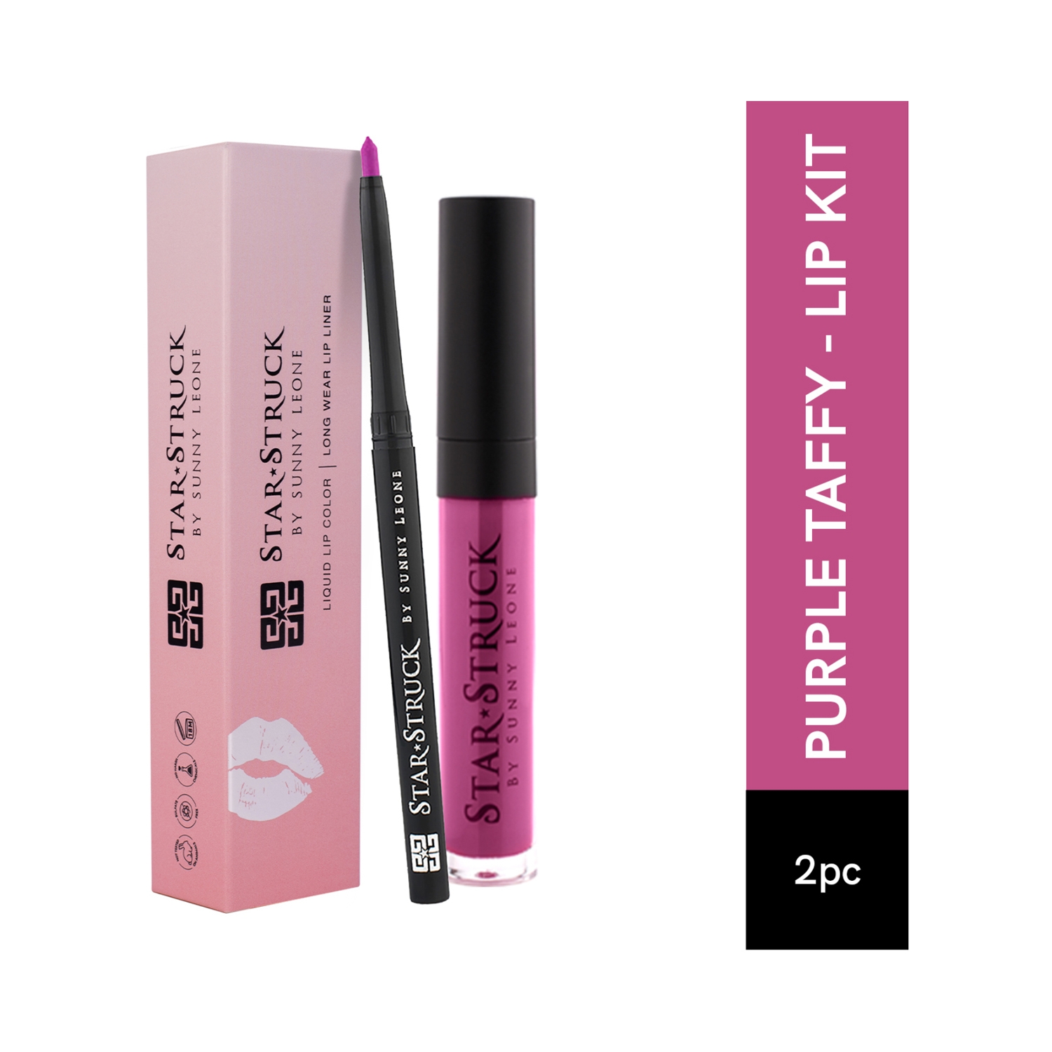 Star Struck by Sunny Leone | Star Struck by Sunny Leone Lip Gloss & Lip Liner Lip Kit - Purple Taffy (2 Pcs)
