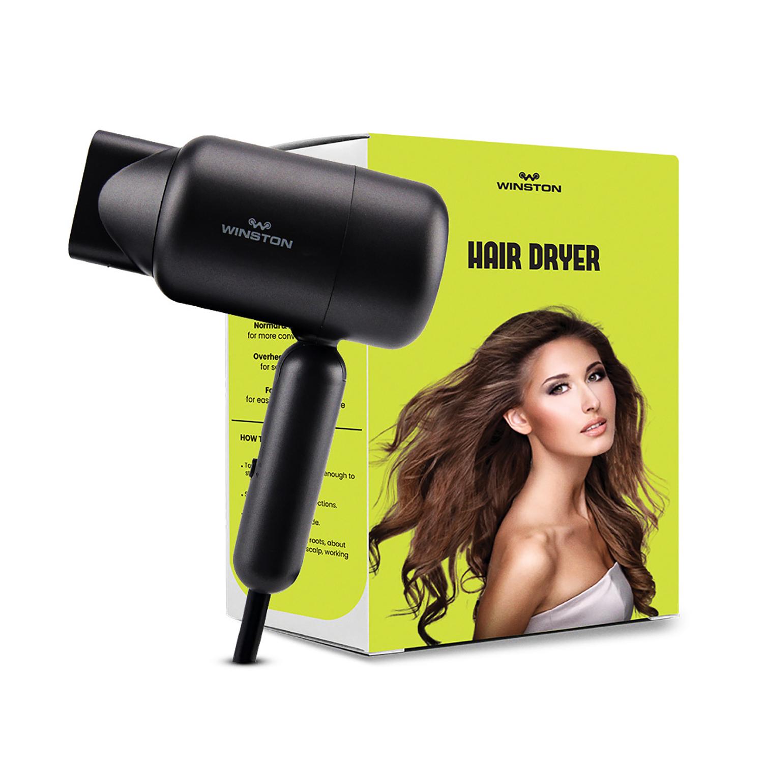 WINSTON | WINSTON Hair Dryer with Foldable Compact Design 1200W - Black (1Pc)