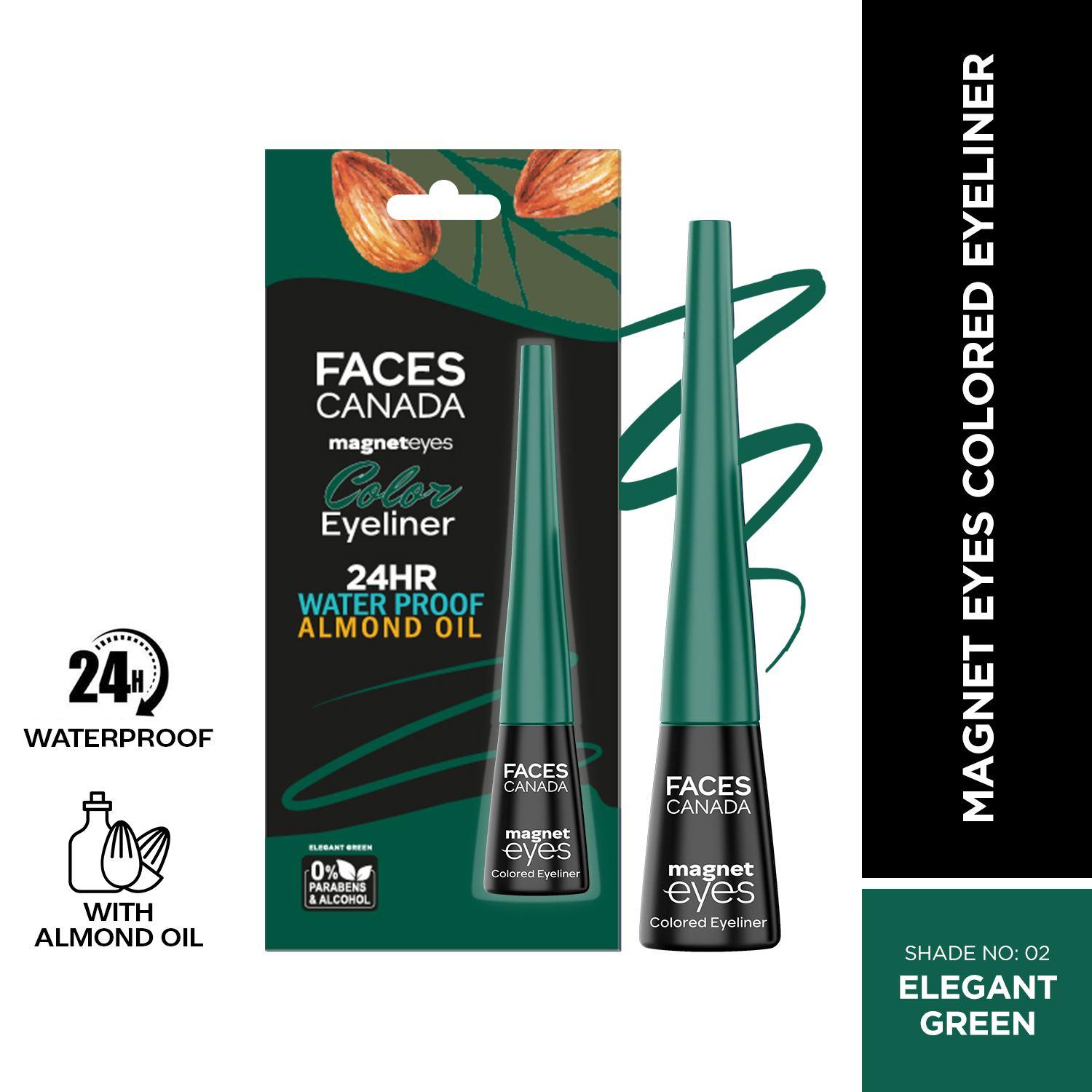 Faces Canada | Faces Canada Magneteyes Color Eyeliner, Glossy Finish, 24HR Long-lasting - Elegant Green (4 ml)