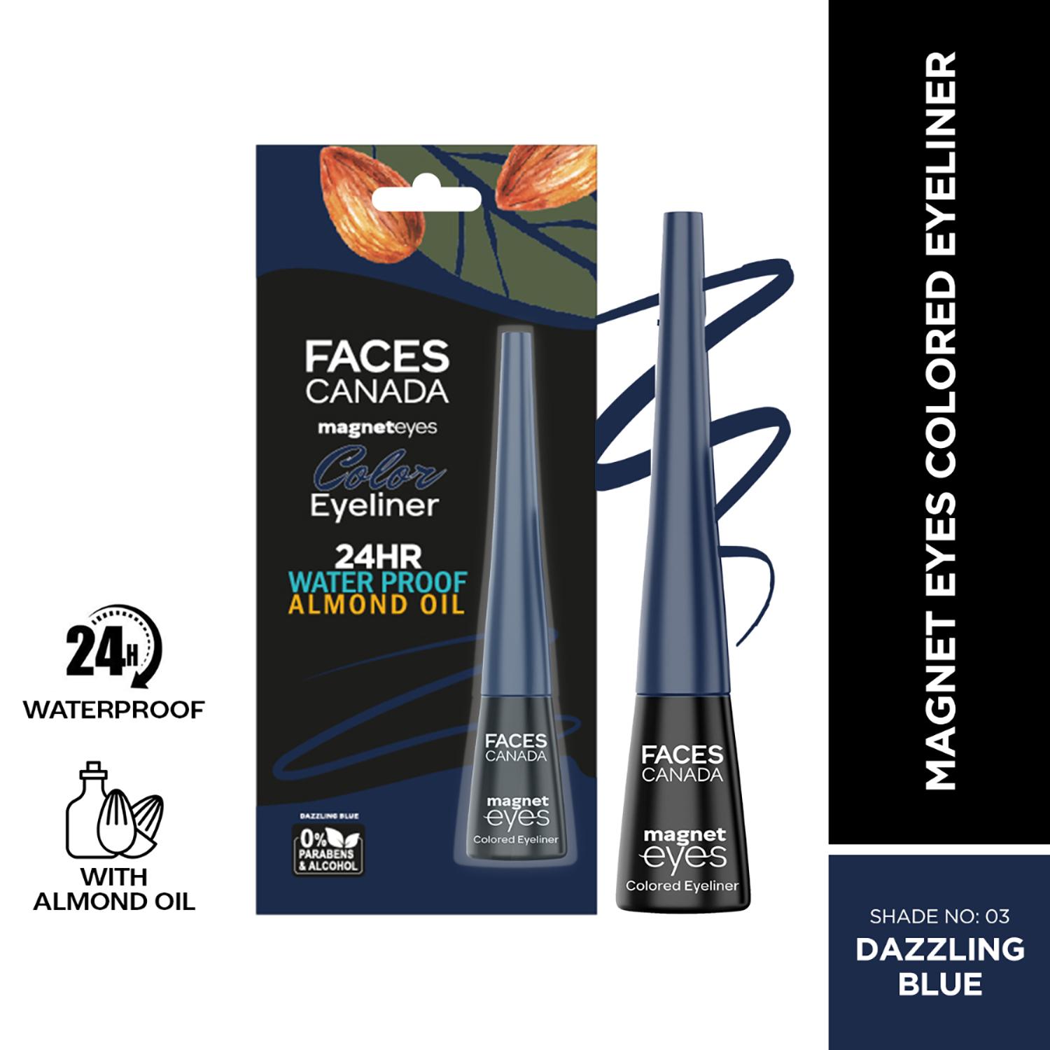 Faces Canada | Faces Canada Magneteyes Color Eyeliner, Glossy Finish, 24HR Long-lasting - Dazzling Blue (4 ml)