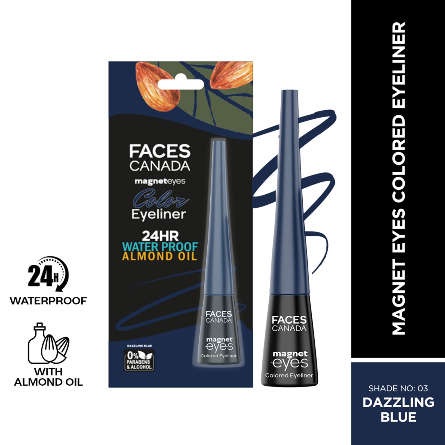Faces Canada | Faces Canada Magneteyes Color Eyeliner - Dazzling Blue, Glossy Finish, 24HR Long-lasting (4 ml)
