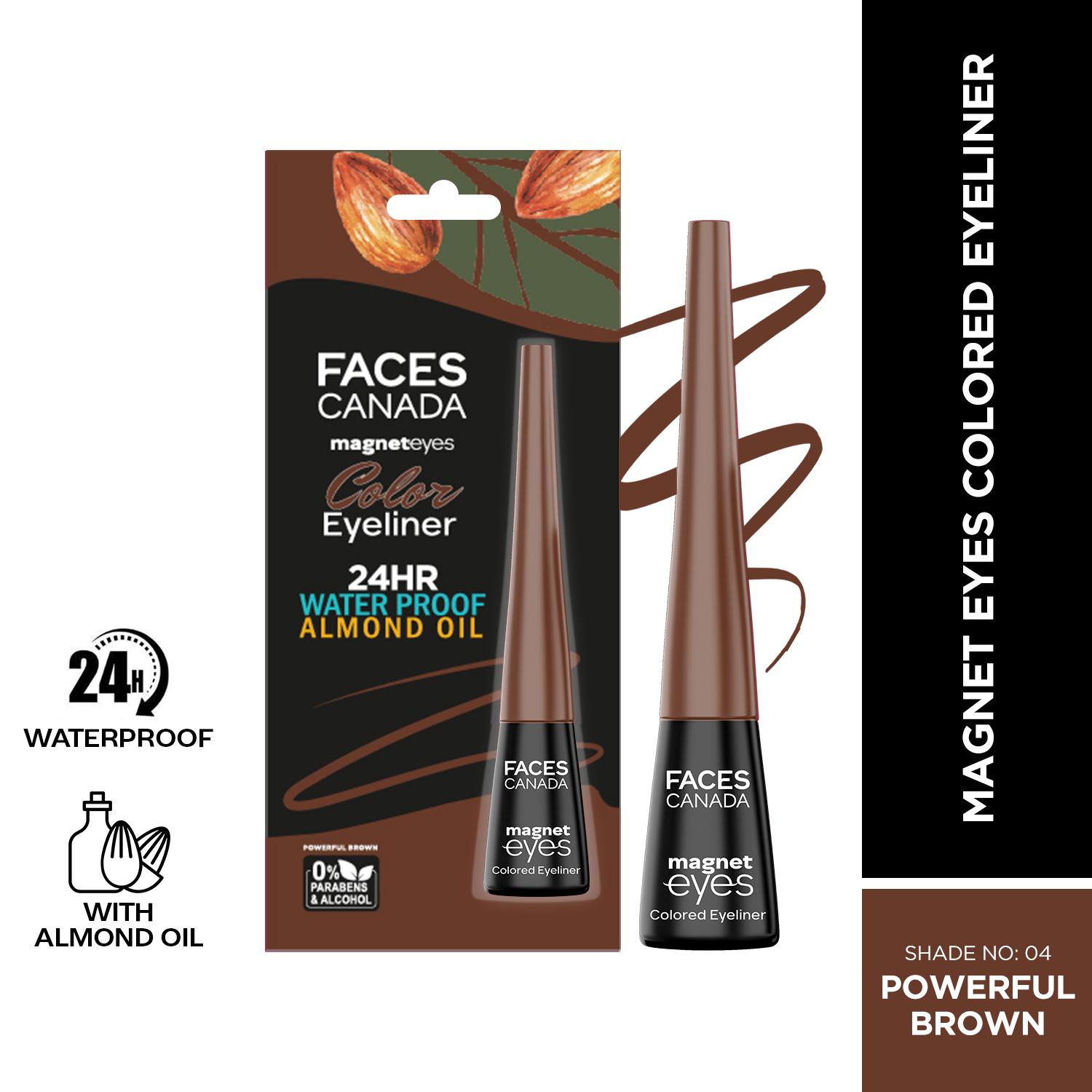 Faces Canada | Faces Canada Magneteyes Color Eyeliner, Glossy Finish, 24HR Long-lasting - Powerful Brown (4 ml)