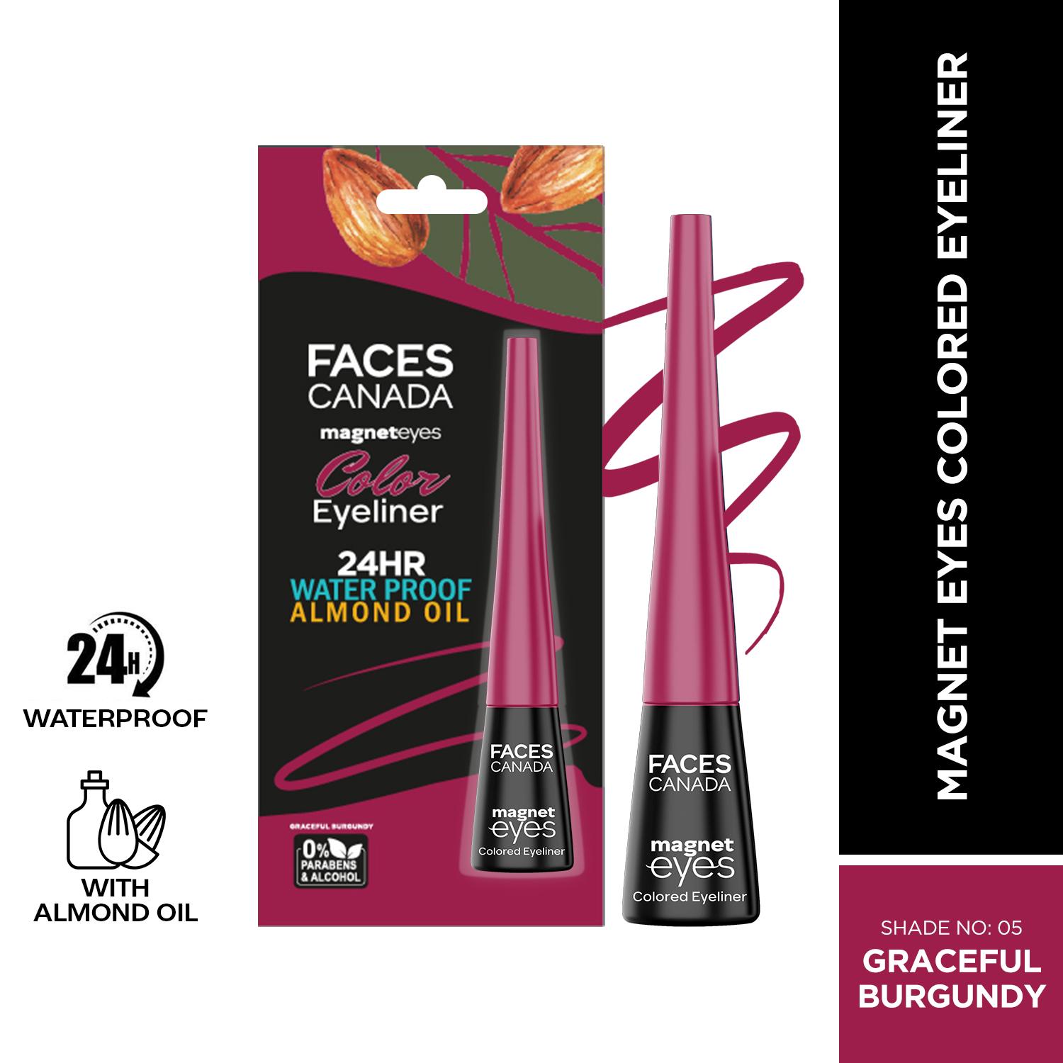 Faces Canada | Faces Canada Magneteyes Color Eyeliner - Graceful Burgundy, Glossy Finish, 24HR Long-lasting (4 ml)