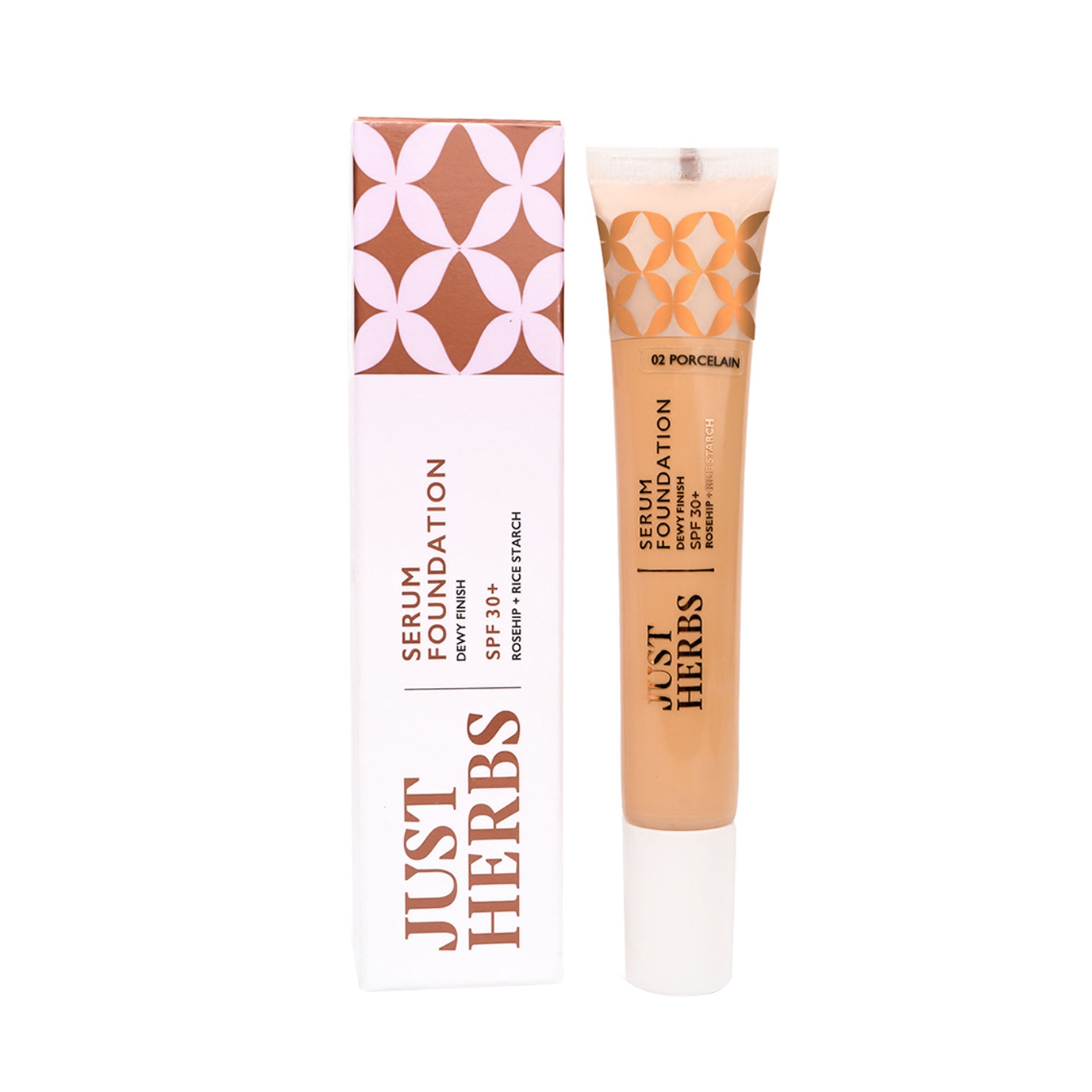 Just Herbs | Just Herbs Serum Foundation Dewy Finish SPF 30+ With Rosehip & Rice Starch - 02 Porcelain (20ml)
