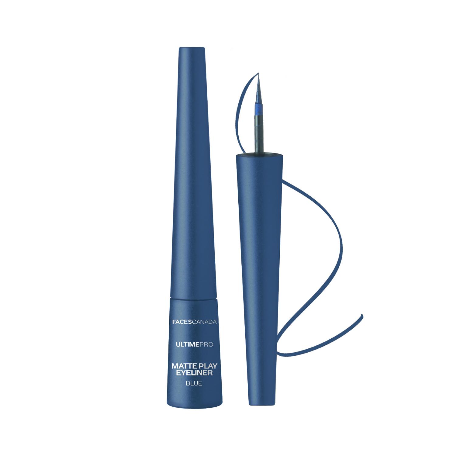 Faces Canada | Faces Canada Ultime Pro Matte Play Eyeliner - Sapphire (Blue), 24HR Long Stay Matte (2.5 ml)