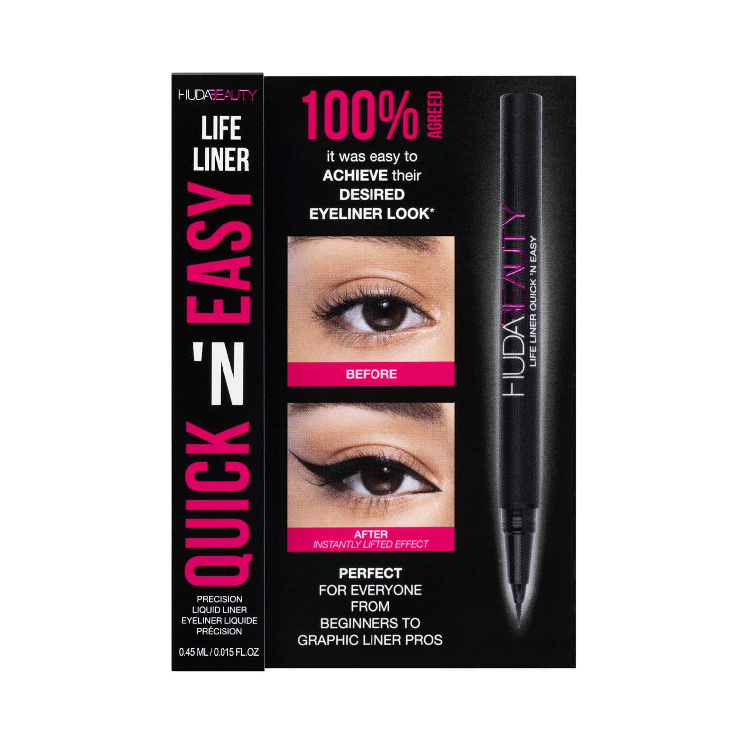 Huda Beauty | Huda Beauty Life eyeliner Quick 'N Easy Precision Liquid Eye eyeliner Mini - Very Vanta (0.45ml)