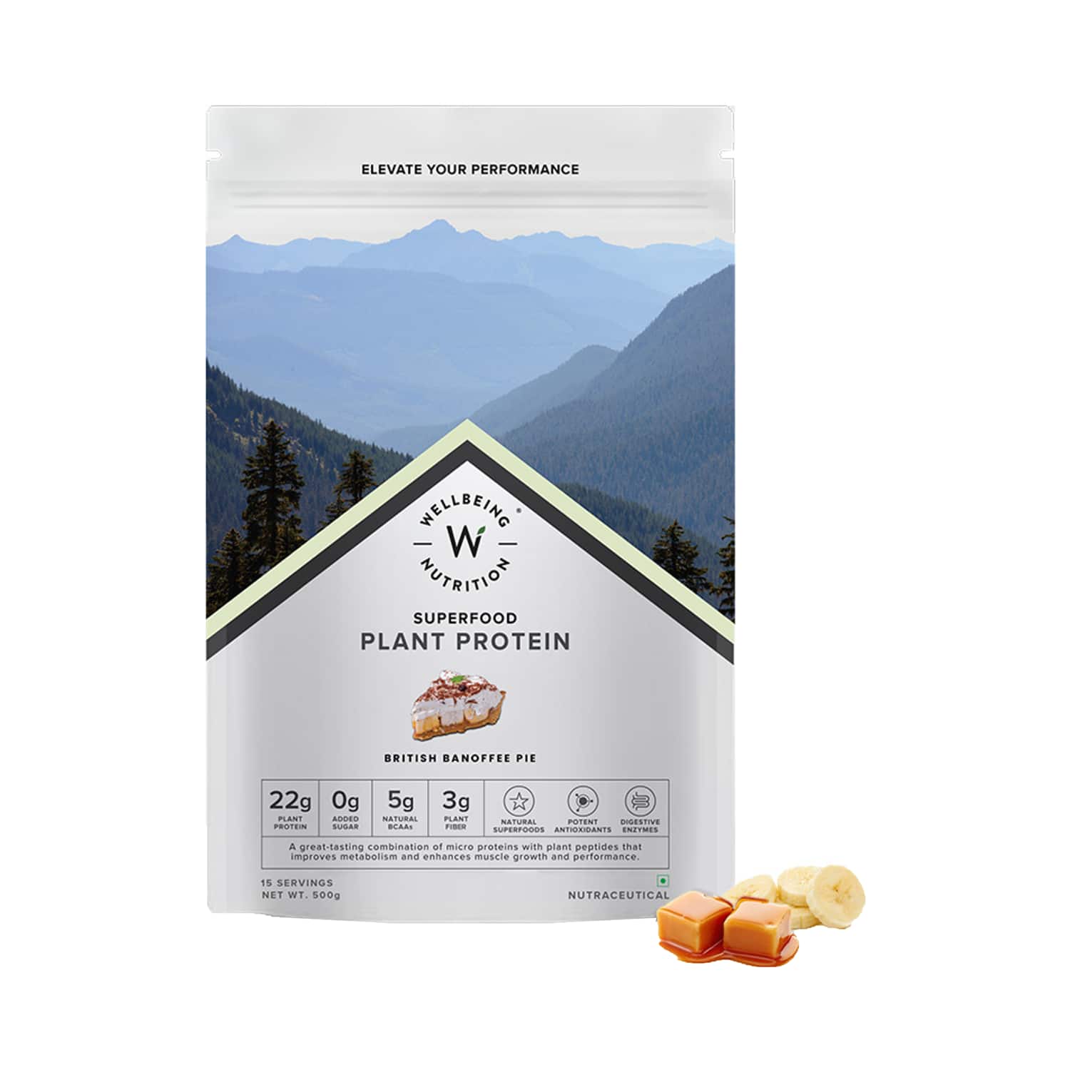 Wellbeing Nutrition | Wellbeing Nutrition Organic Vegan Plant Protein Superfoods - British Banoffee Pie (500 g)