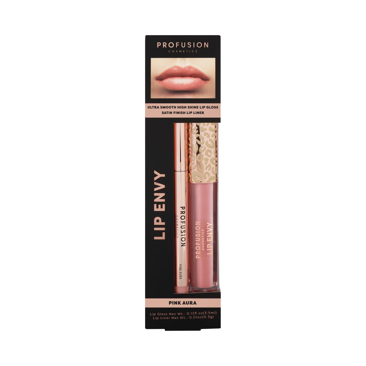 Profusion Cosmetics | Profusion Cosmetics Lip Envy Lip Gloss & + Lip Liner Duo - Pink Aura (3.5ml + 0.3g)