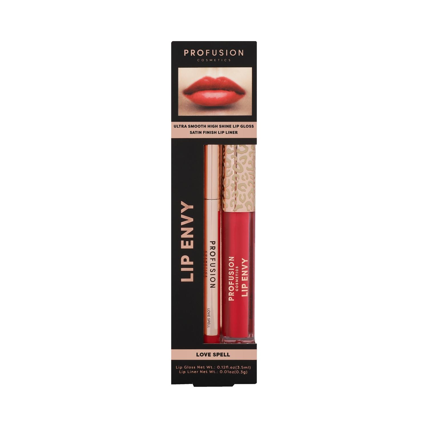 Profusion Cosmetics | Profusion Cosmetics Lip Envy Lip Gloss & + Lip Liner Duo - Love Spell (3.5ml + 0.3g)