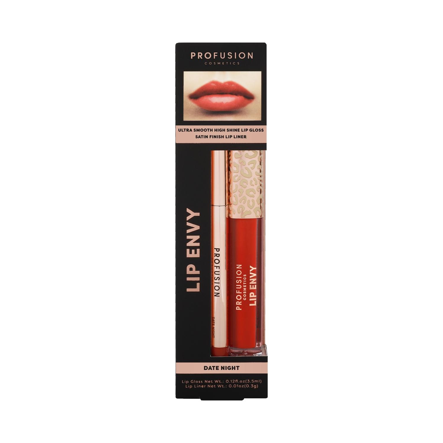 Profusion Cosmetics Lip Envy Lip Gloss & + Lip Liner Duo - Date Night (3.5ml + 0.3g)