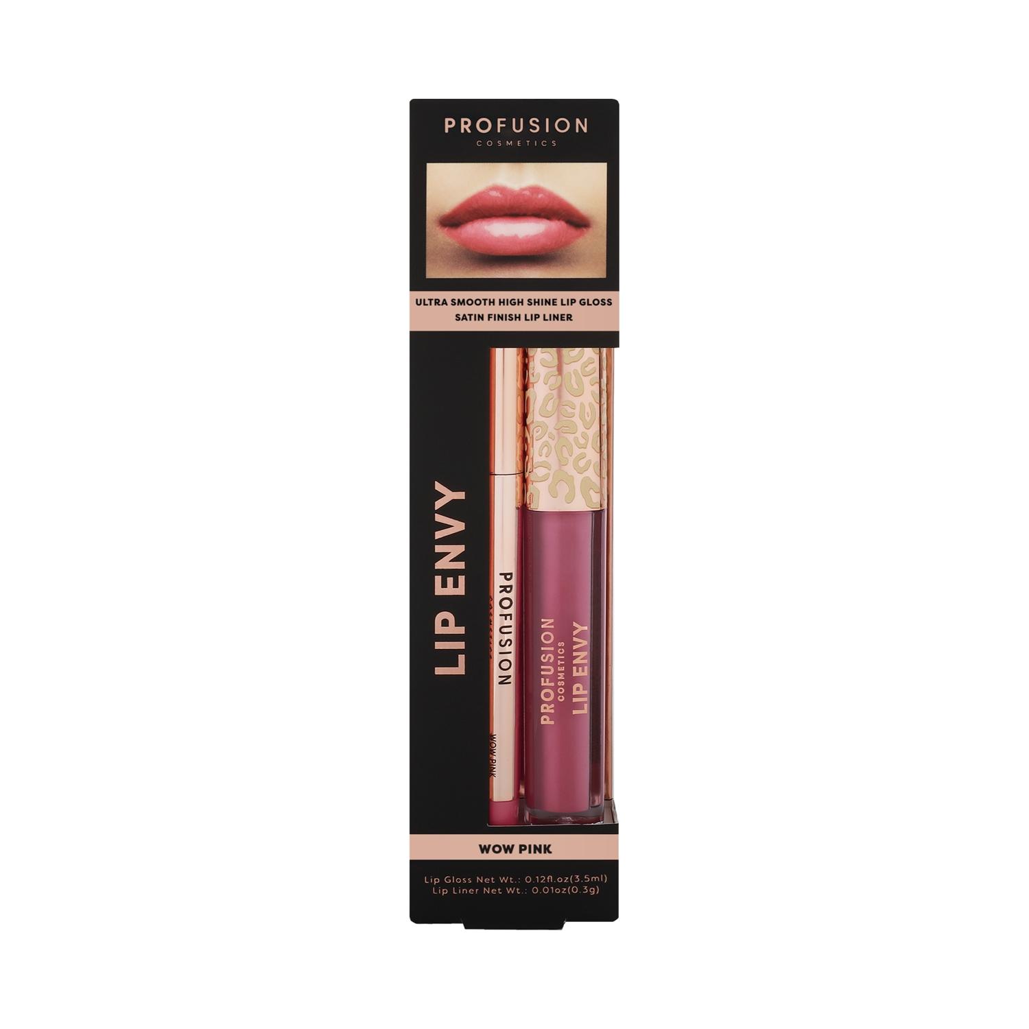 Profusion Cosmetics | Profusion Cosmetics Lip Envy Lip Gloss & + Lip Liner Duo - Wow Pink (3.5ml + 0.3g)