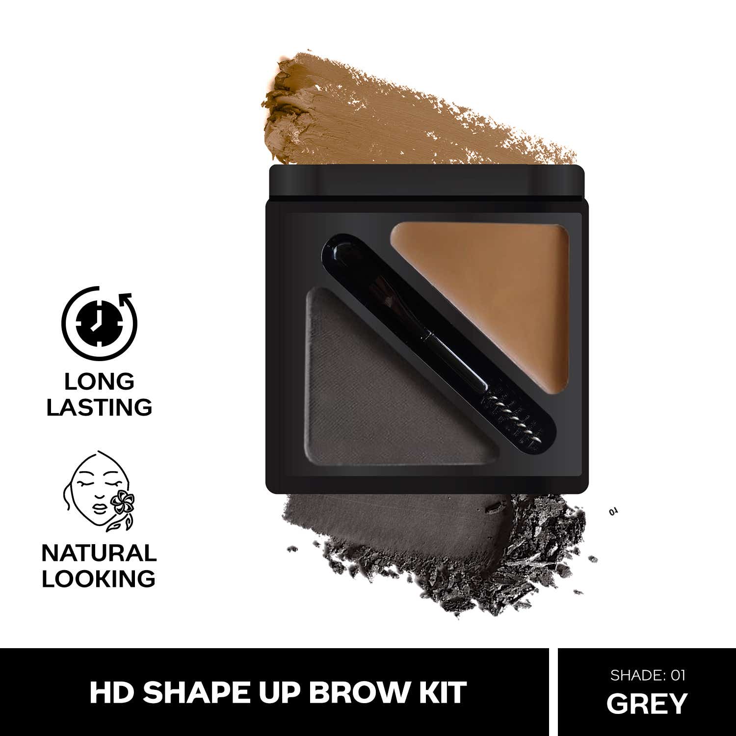 Faces Canada | Faces Canada HD Shape Up Brow Kit - Grey 01, Eyebrow Duo Kit, Long-Lasting (2.8 g)