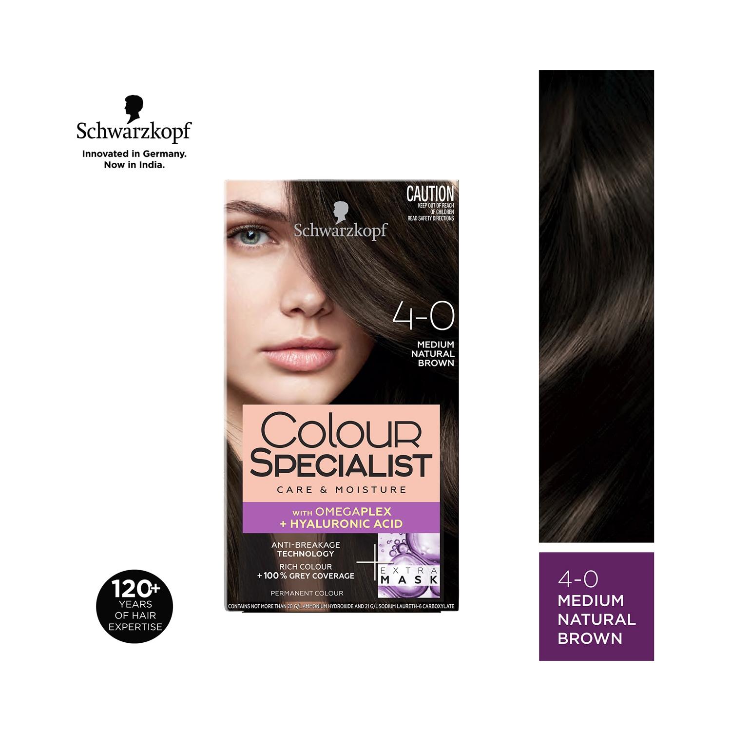 Schwarzkopf | Schwarzkopf Colour Specialist Permanent Hair Colour - 4.0 Medium Natural Brown (165ml)