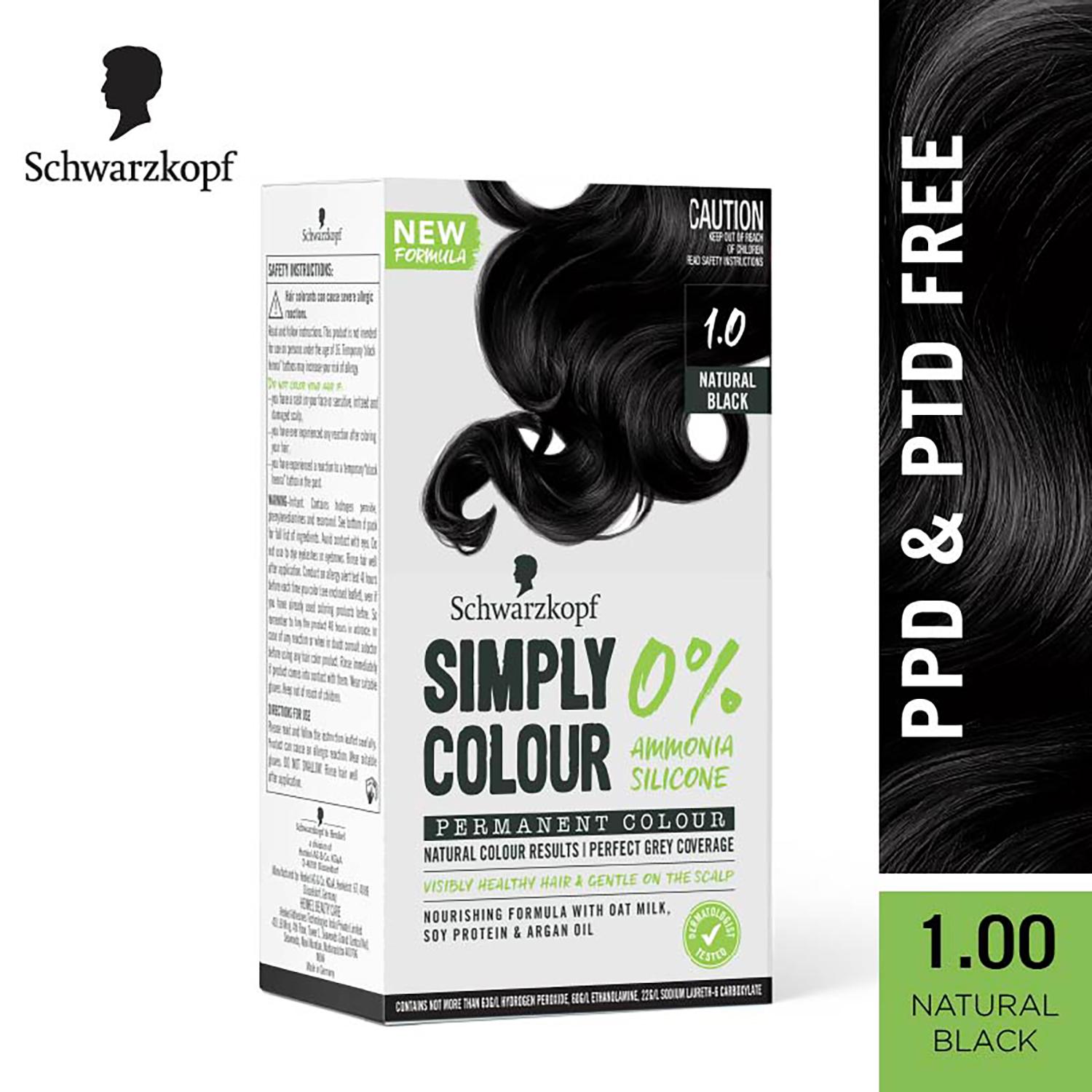 Schwarzkopf | Schwarzkopf Simply Color Permanent Hair Colour - 1.00 Jet Black (142.5ml)