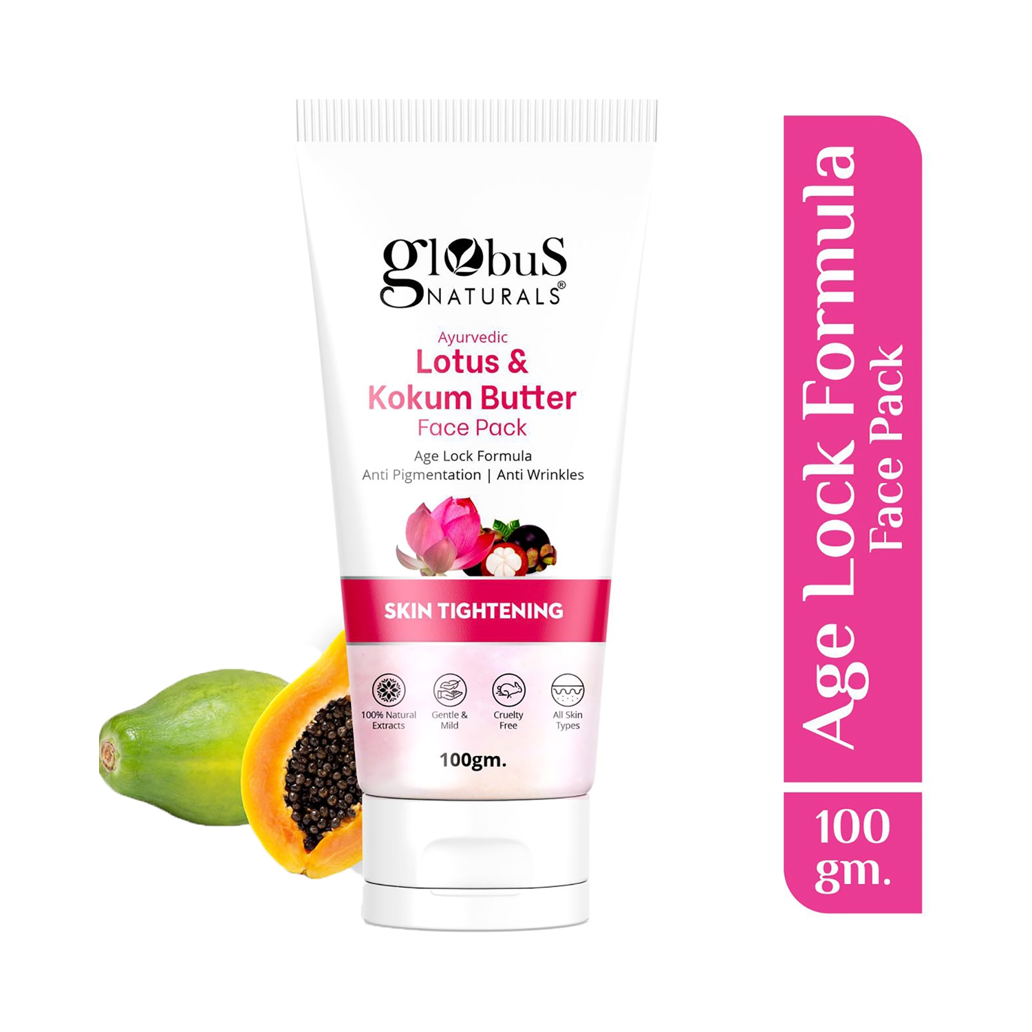Globus Naturals | Globus Naturals Lotus & Kokum Butter Face Pack For Anti-Ageing & Skin Lightening (100g)