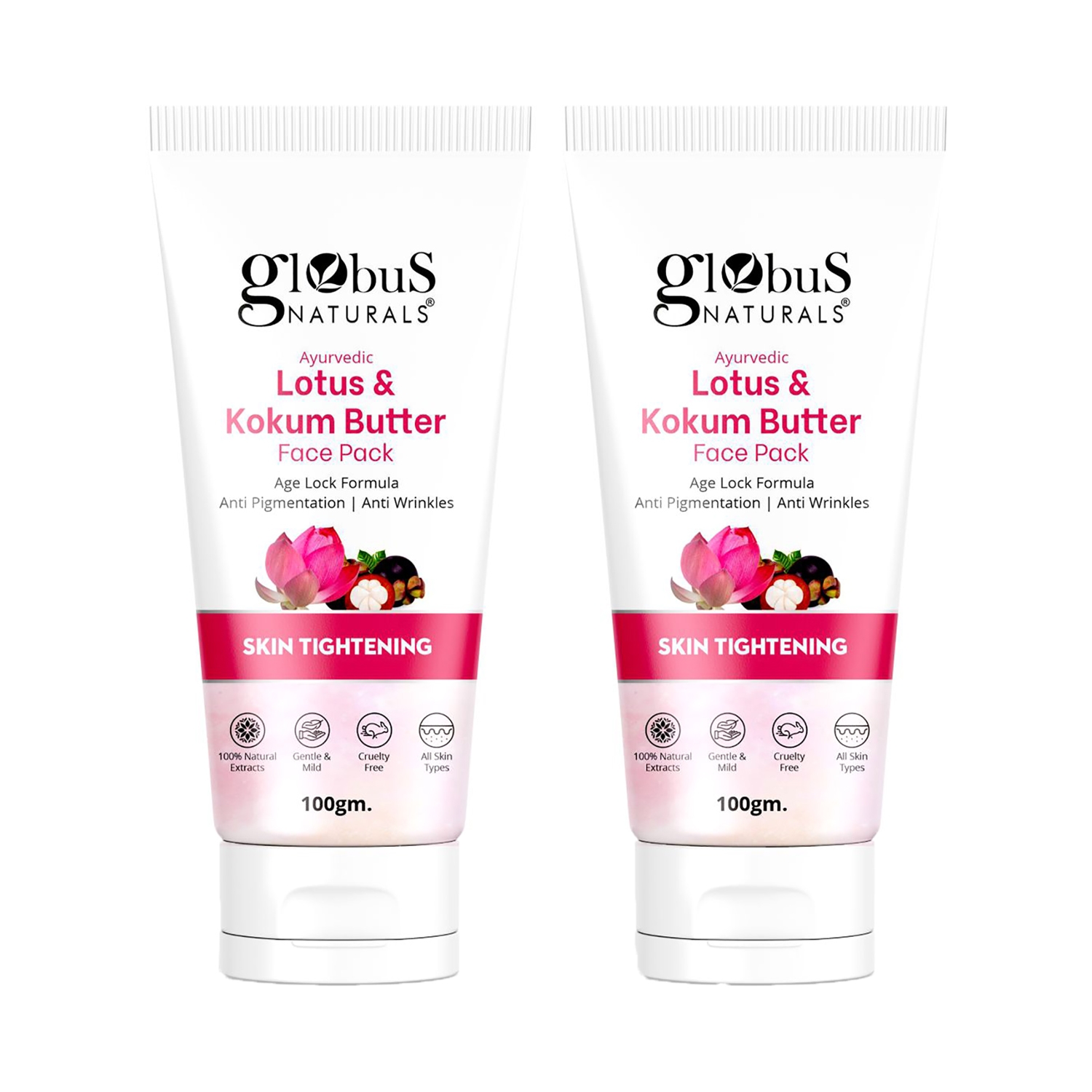 Globus Naturals | Globus Naturals Lotus & Kokum Butter Face Pack For Anti-Ageing & Skin Lightening Combo (2 Pcs)