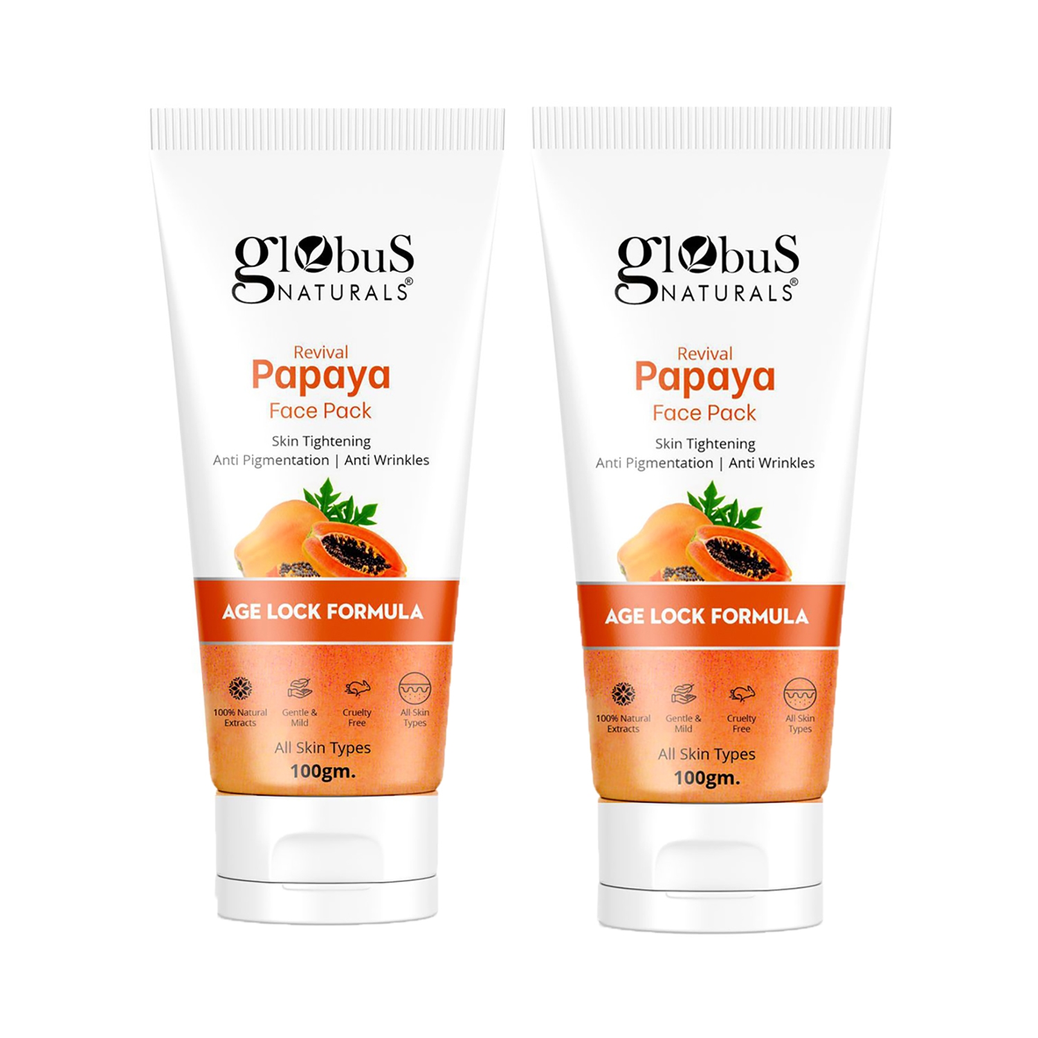 Globus Naturals | Globus Naturals Papaya Face Pack For Tan Removal, Age Lock, Pigmentation & Wrinkles Combo (2pc)