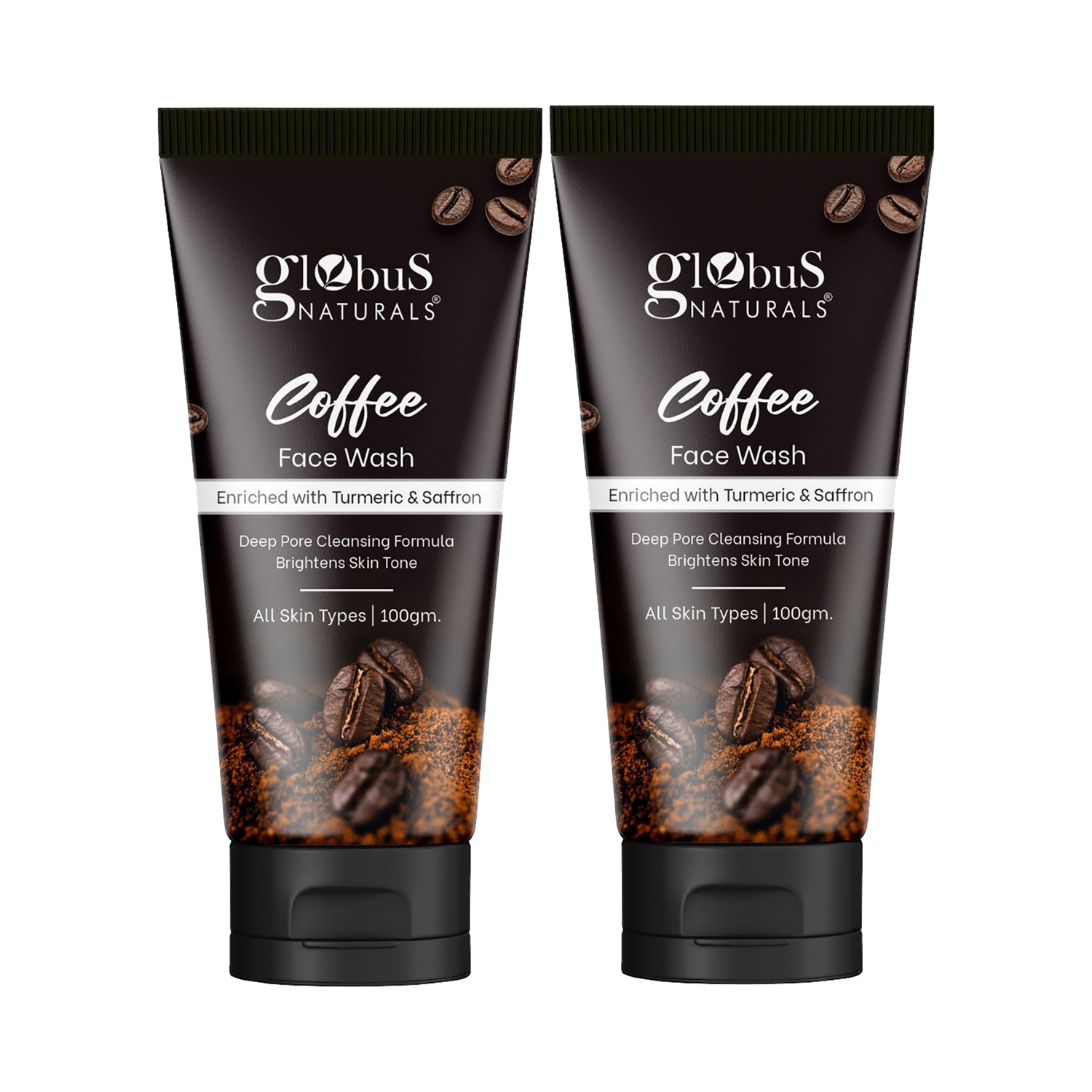 Globus Naturals Coffee Deep Pore Cleansing Formula Brightens Skin Tone Face Wash Combo (2 Pcs)