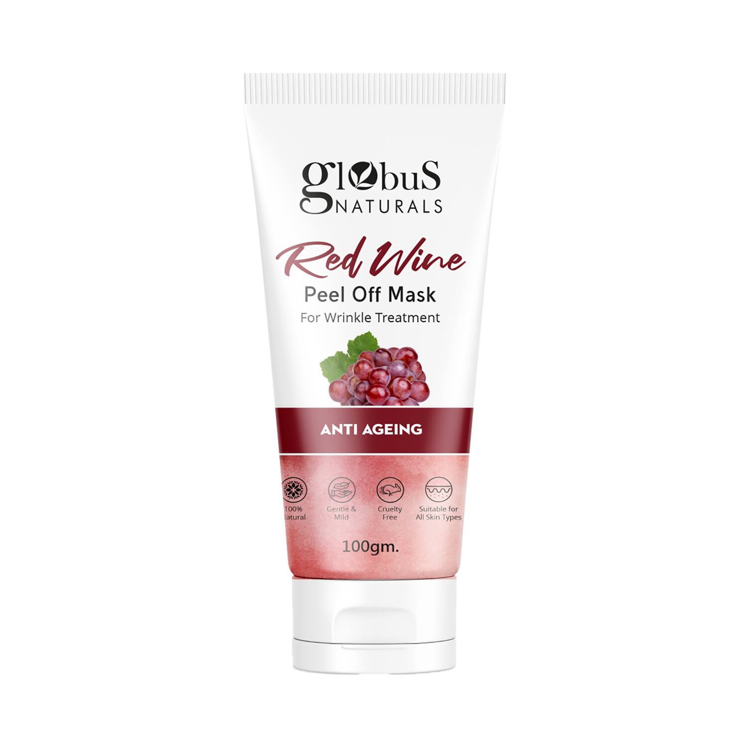 Globus Naturals | Globus Naturals Red Wine Peel Off Mask For Wrinkle Treatment & Anti Ageing Formula (100g)