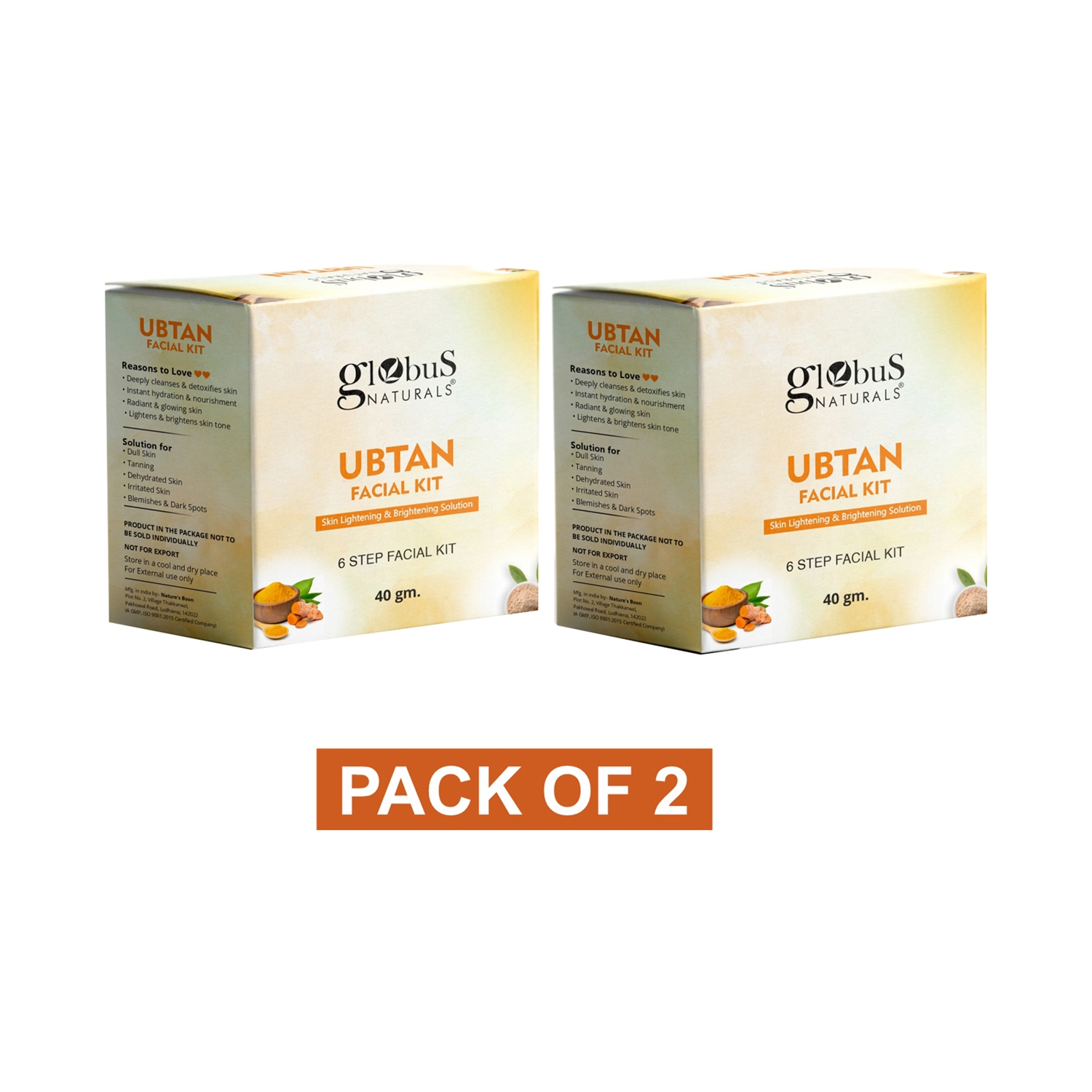 Globus Naturals Brightening Ubtan 6 Step Facial Kit For Radiant & Glowing Skin Milk Set (2 Pcs)