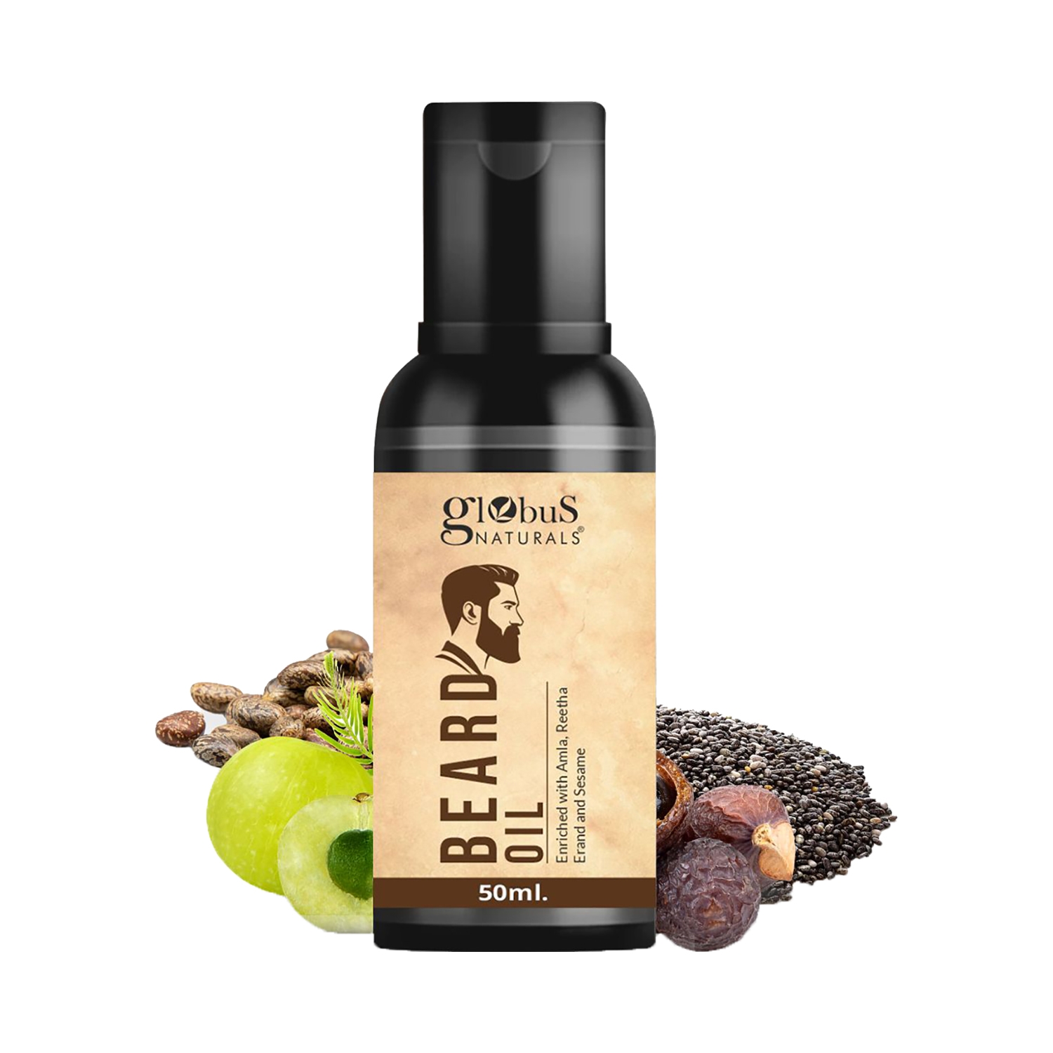 Globus Naturals | Globus Naturals Beard Oil Enriched With Amla, Reetha Erand & Sesame Oil (50ml)