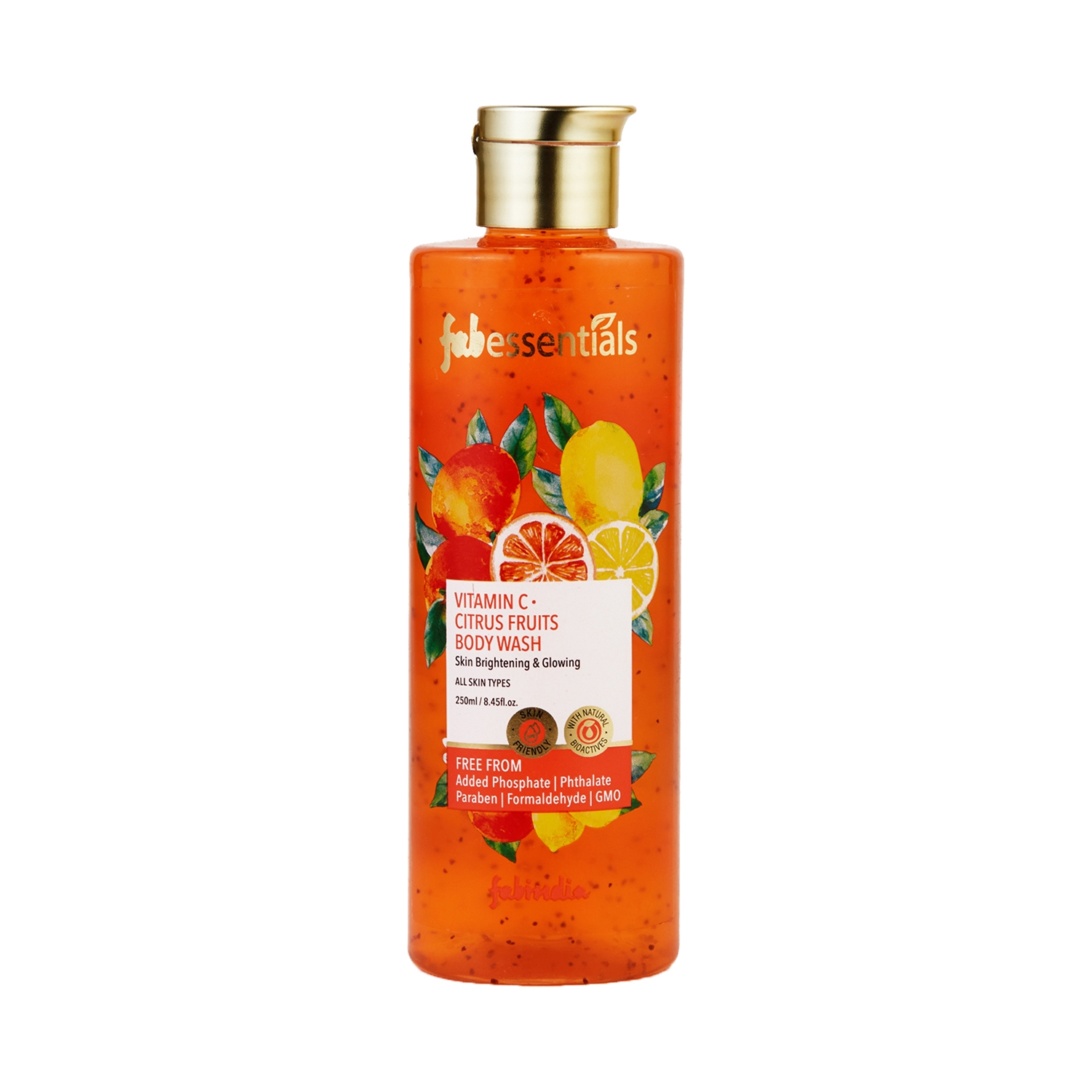 Fabessentials by Fabindia | Fabessentials by Fabindia Vitamin C Citrus Fruits Body Wash With Orange Oil, Lemon, Amla & Apricot Seed (250ml)