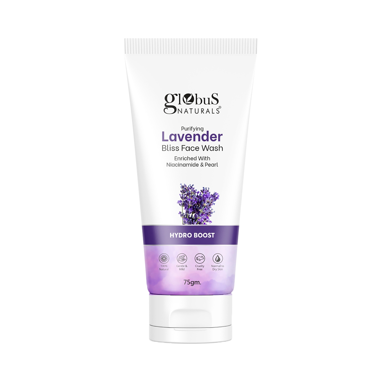 Globus Naturals | Globus Naturals Lavender Face Wash Enriched With Niacinamide & Pearl Hydro Boost Formula (75g)