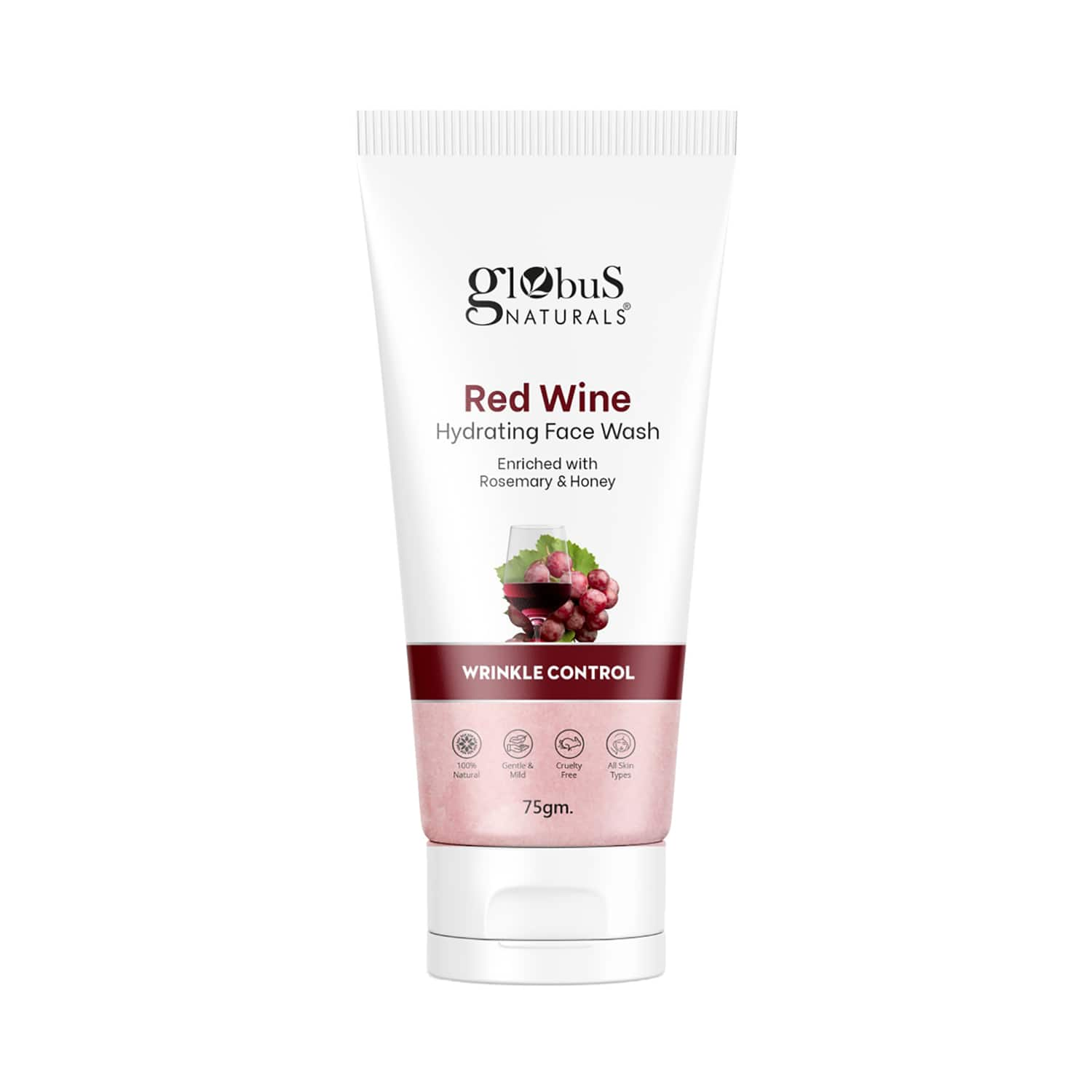 Globus Naturals | Globus Naturals Red Wine Hydrating Face Wash Enriched With Rosemary & Honey For Wrinkle Control (75g)