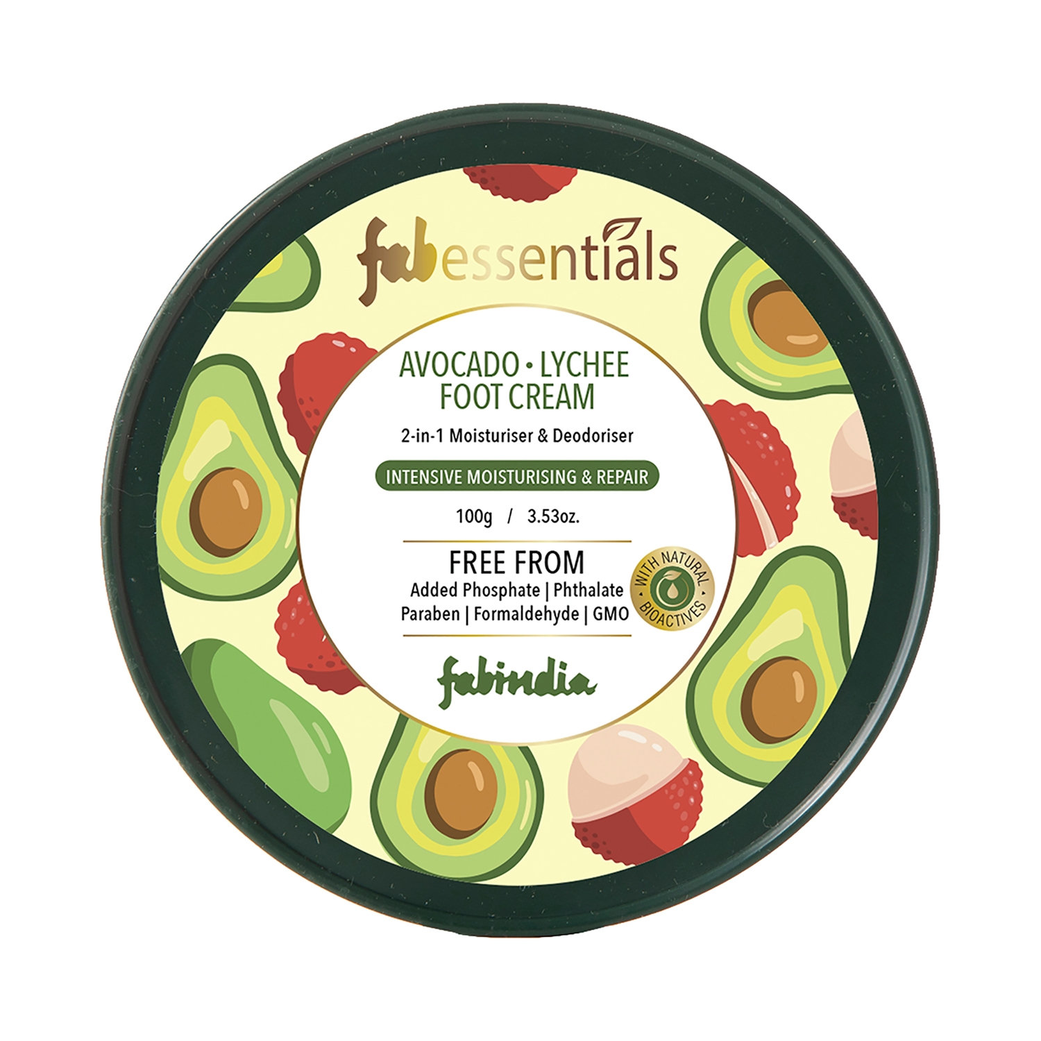 Fabessentials by Fabindia | Fabessentials by Fabindia Avocado Lychee Foot Cream Enriched With Shea Butter & Jojoba Oil (100g)